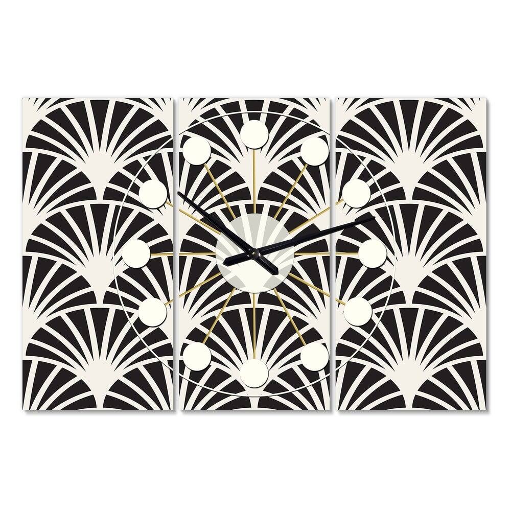 Designart Retro Art Deco Waves I Mid-Century Modern Multipanel Wall Clock