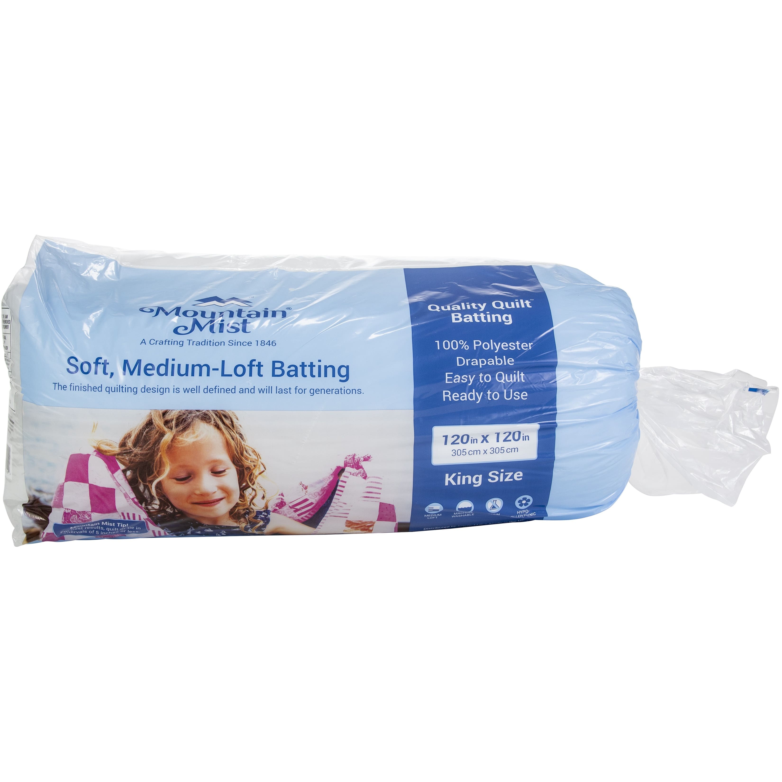 Mountain Mist® Polyester Quilt Batting, 120" x 120"