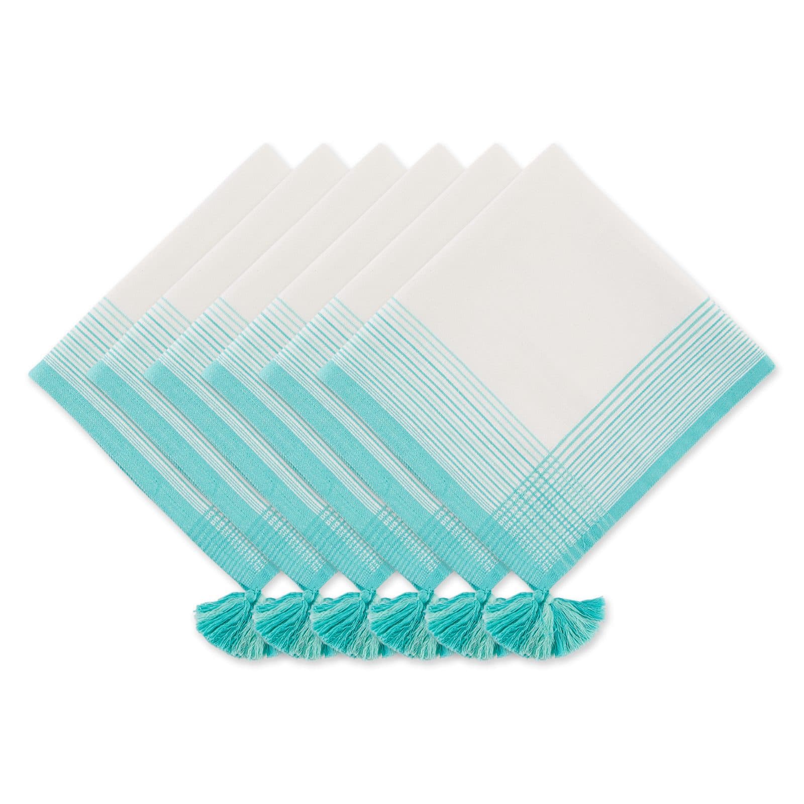 DII® Antique Striped Turquoise Tassel Napkins, 6ct.