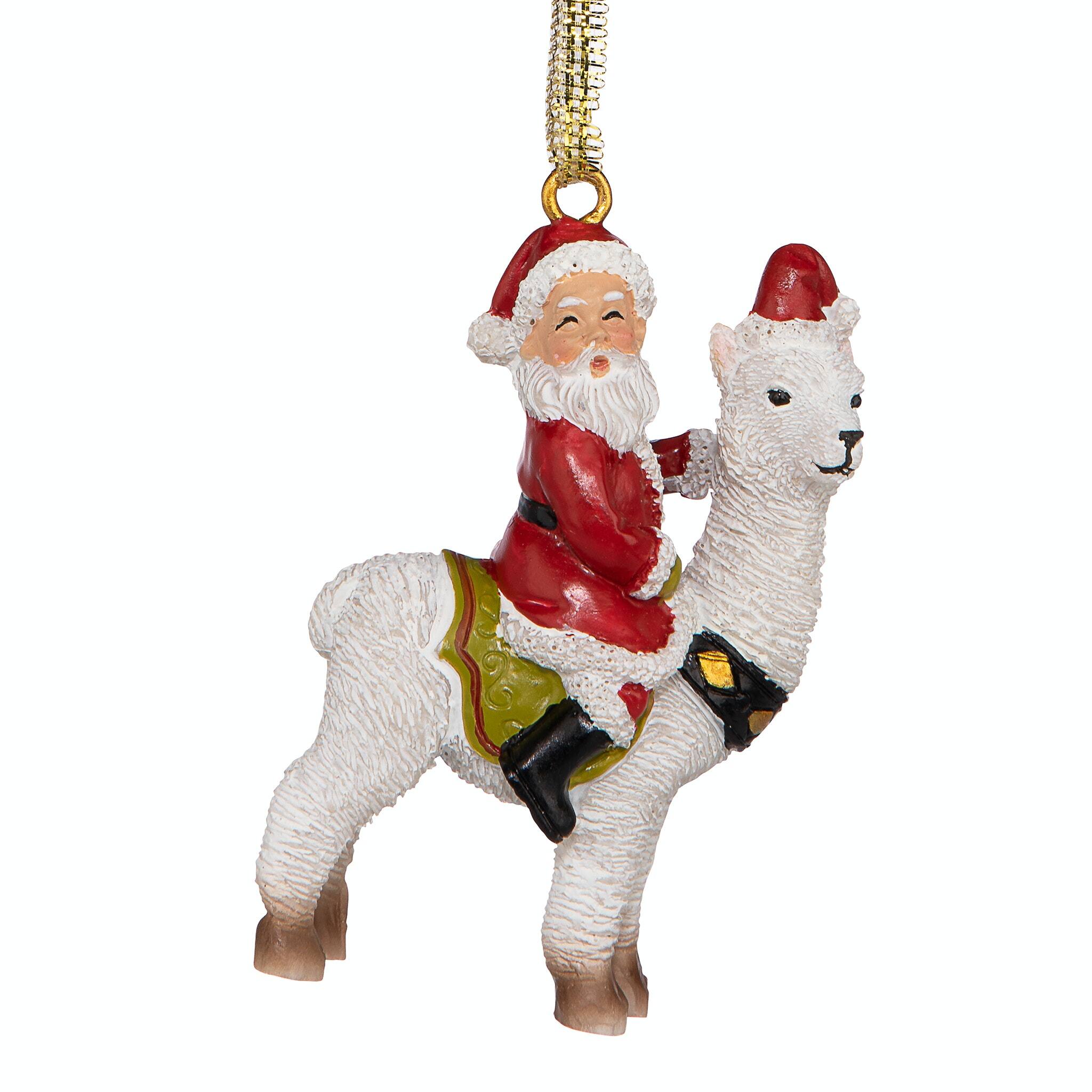 Design Toscano Santa's New Ride Llama Holiday Ornaments, 3ct.