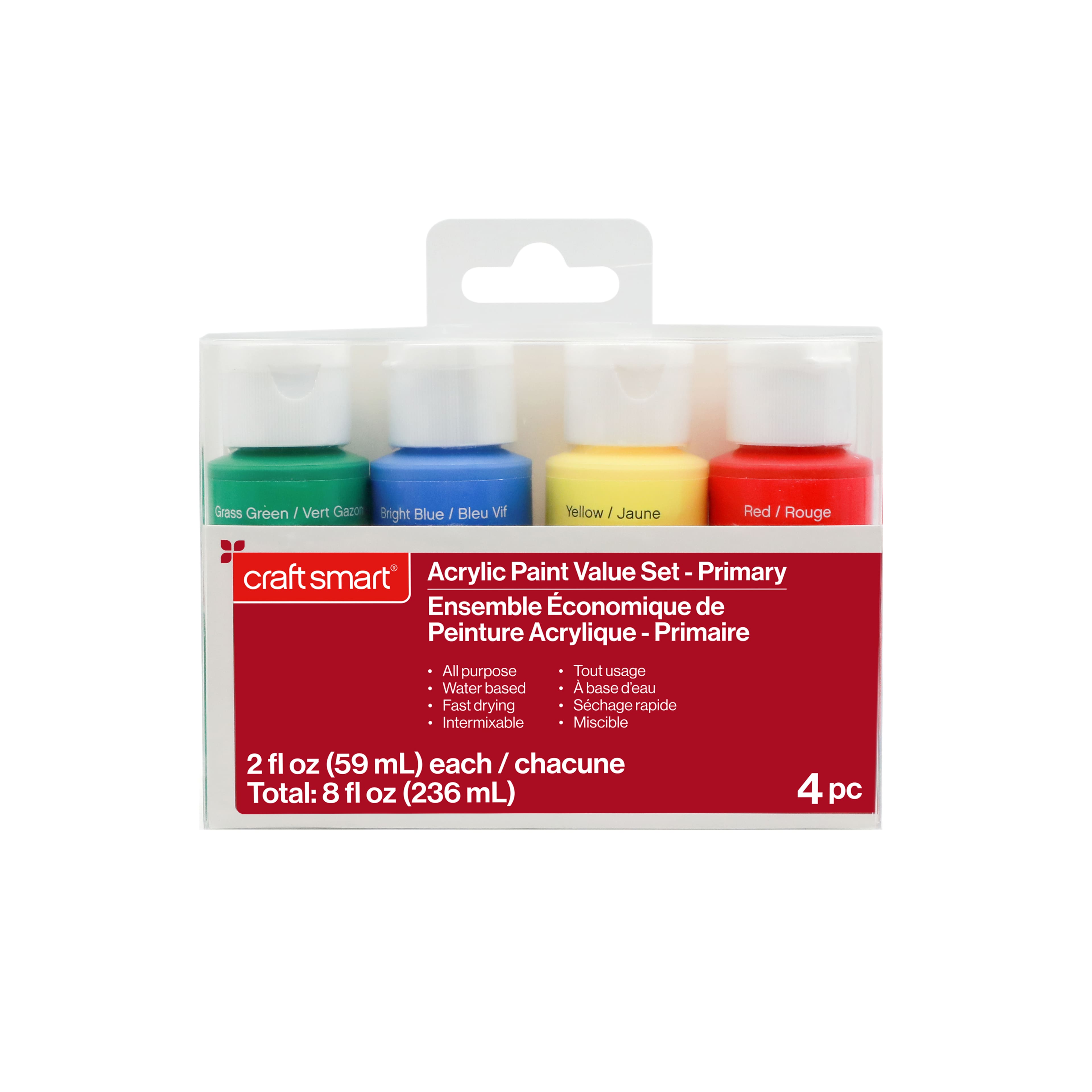 24 Packs: 4 ct. (96 total) Primary Acrylic Paints by Craft Smart®