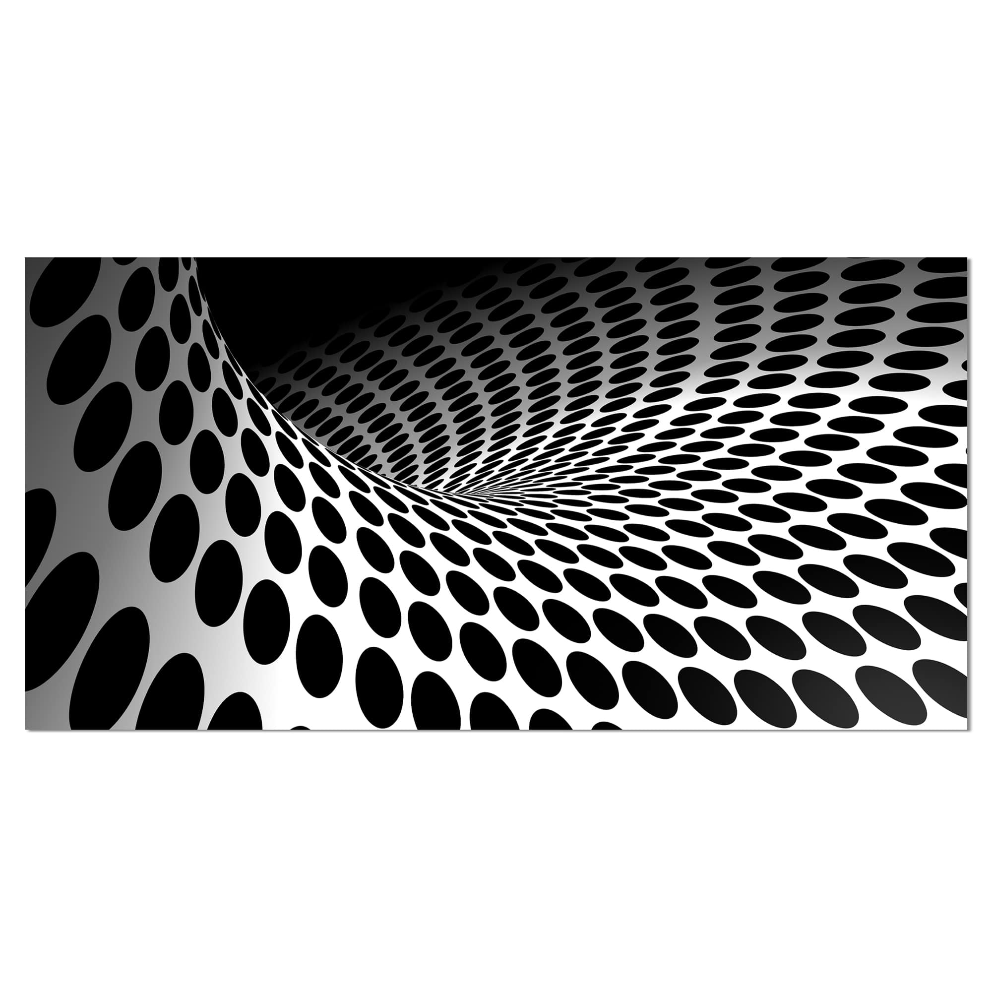Designart - Waves and Circles Black n’ White - Contemporary Canvas Art Print