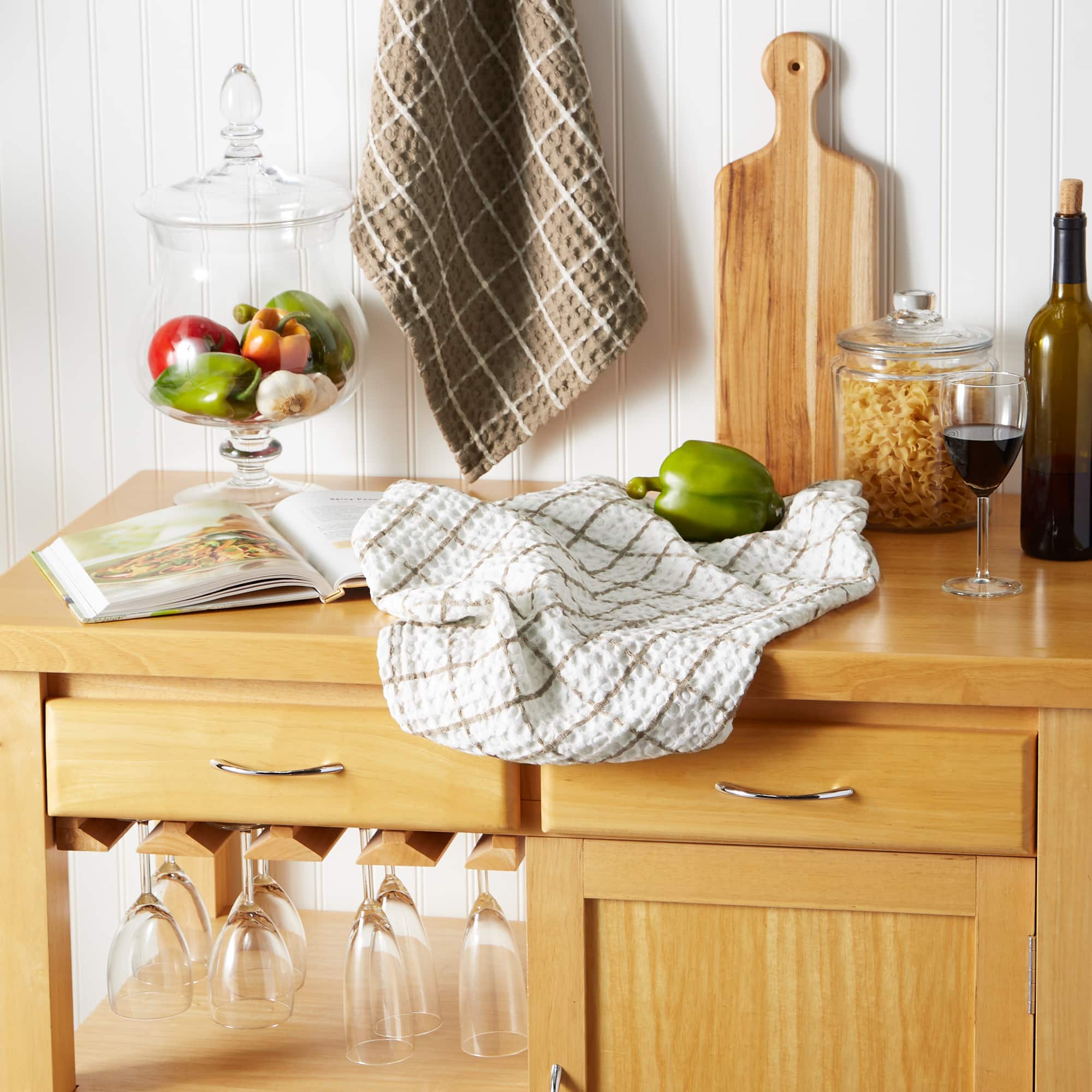 DII® Windowpane Oversized Washed Waffle Dishtowels, 2ct.