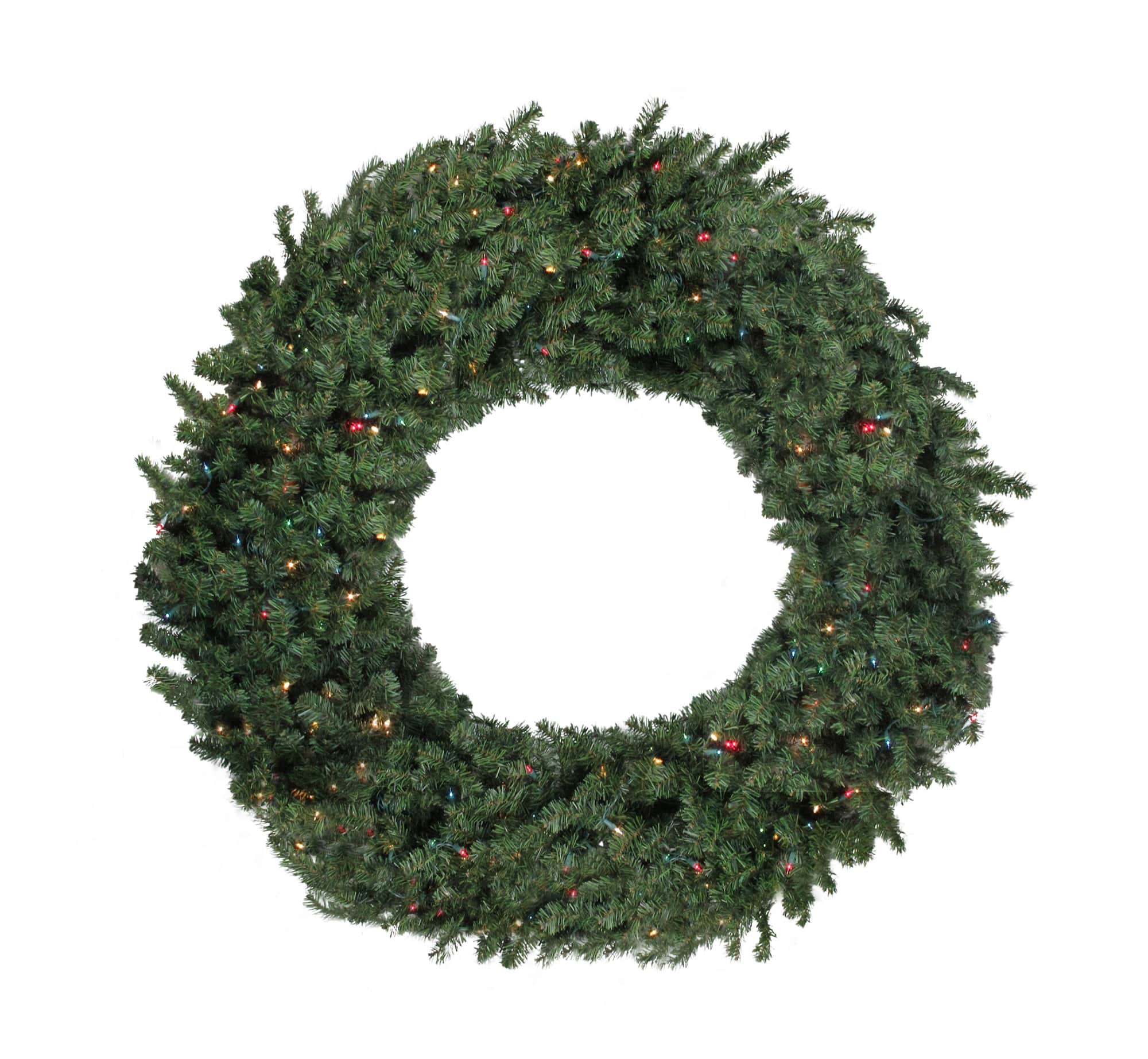 6ft. Pre-Lit Commercial Canadian Pine Christmas Wreath, Multicolor Lights