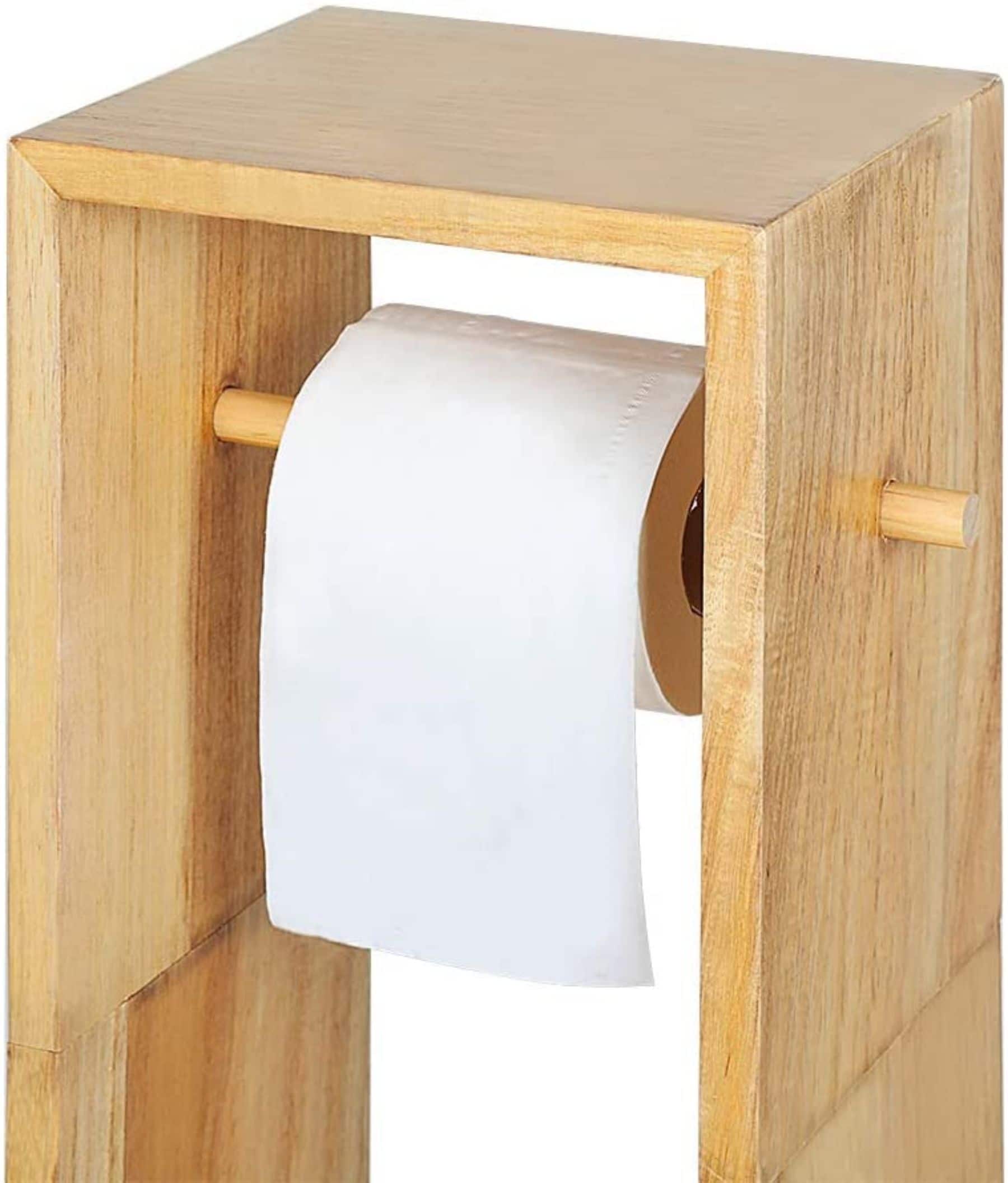 Brown Wood Bathroom Storage Rack