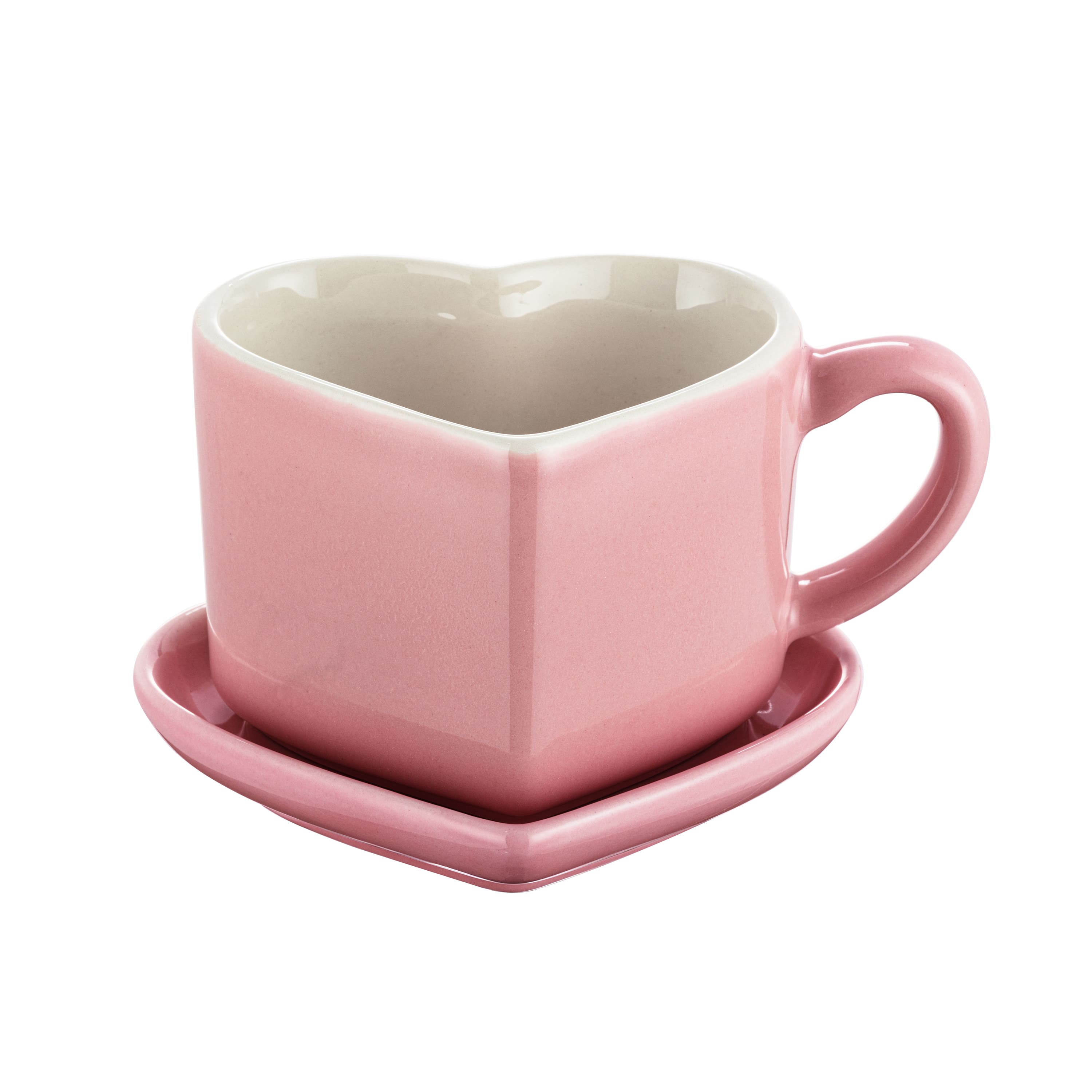 Miss Valentine Pink Ceramic Candy Heart Mug & Saucer