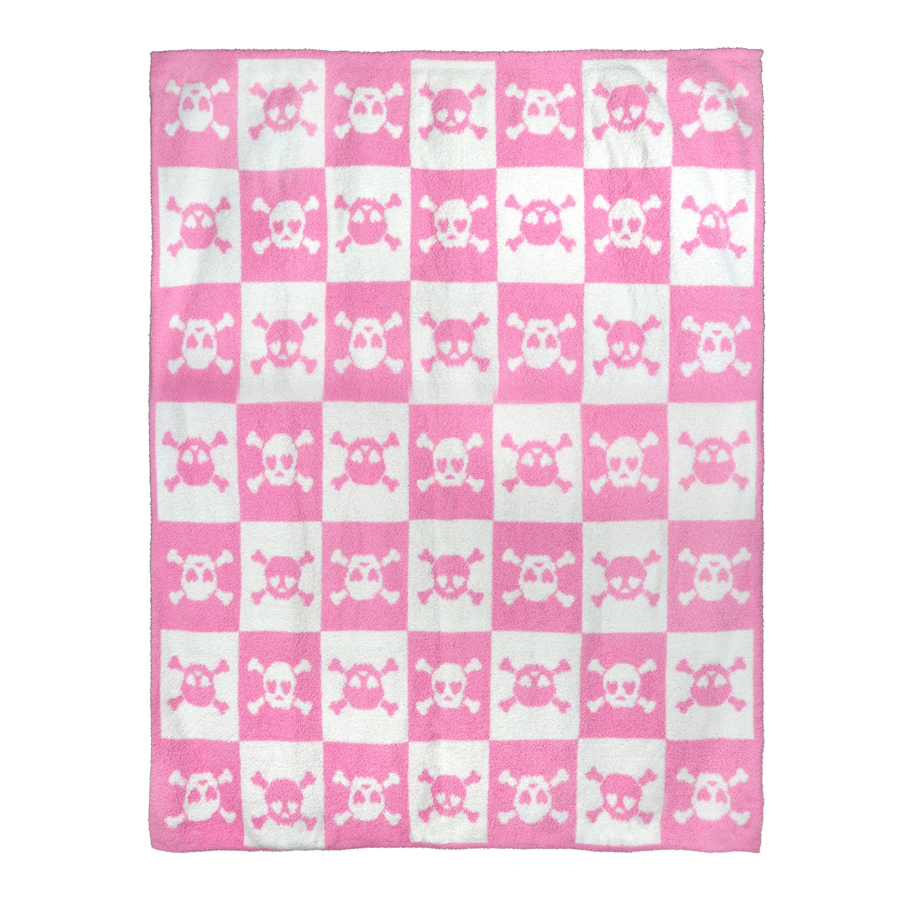 50" x 60" Pink & White Heart Eye Skull & Crossbones Throw Blanket by Ashland®