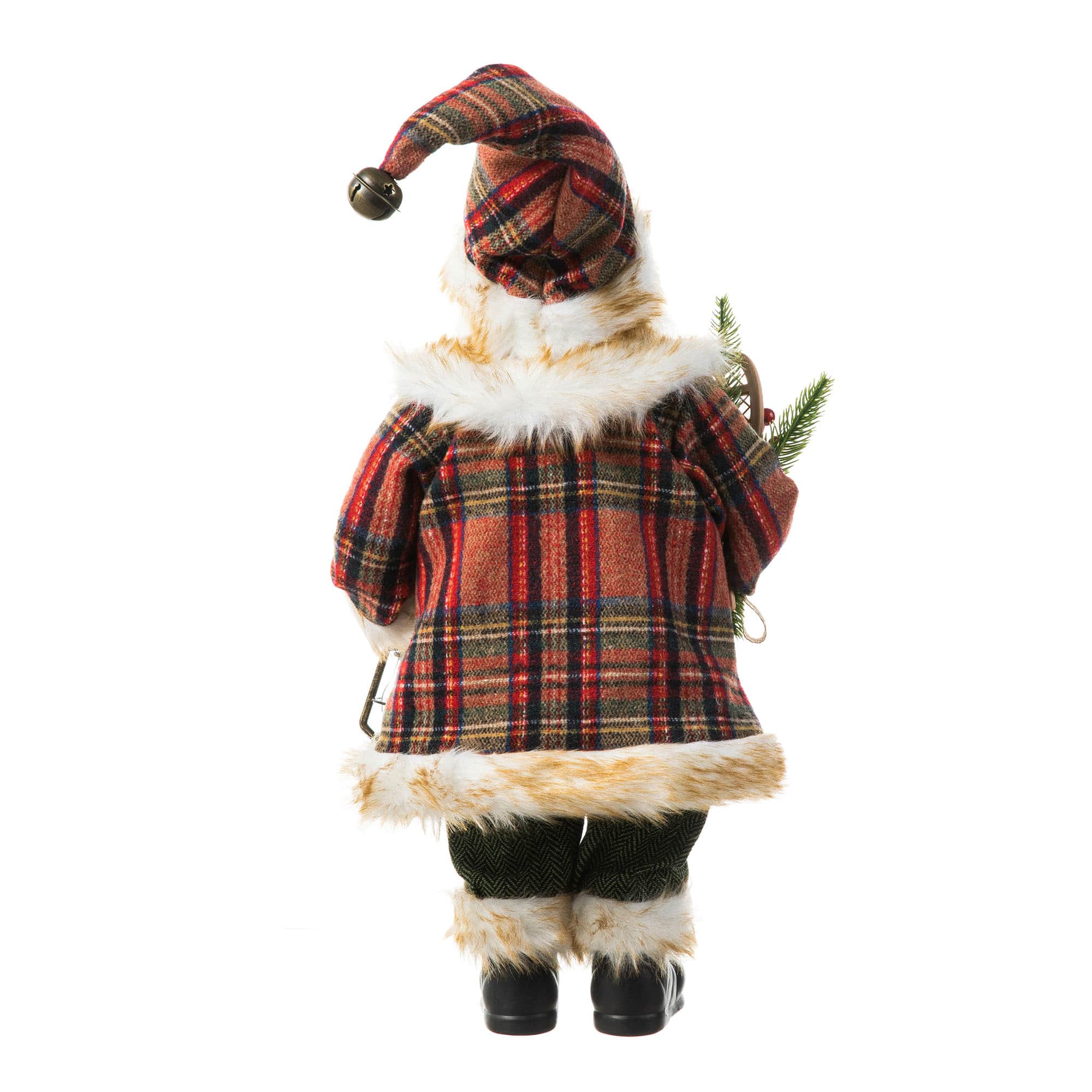 Glitzhome&#xAE; 18&#x22; Faux Fur Christmas Woodland Santa Figurine