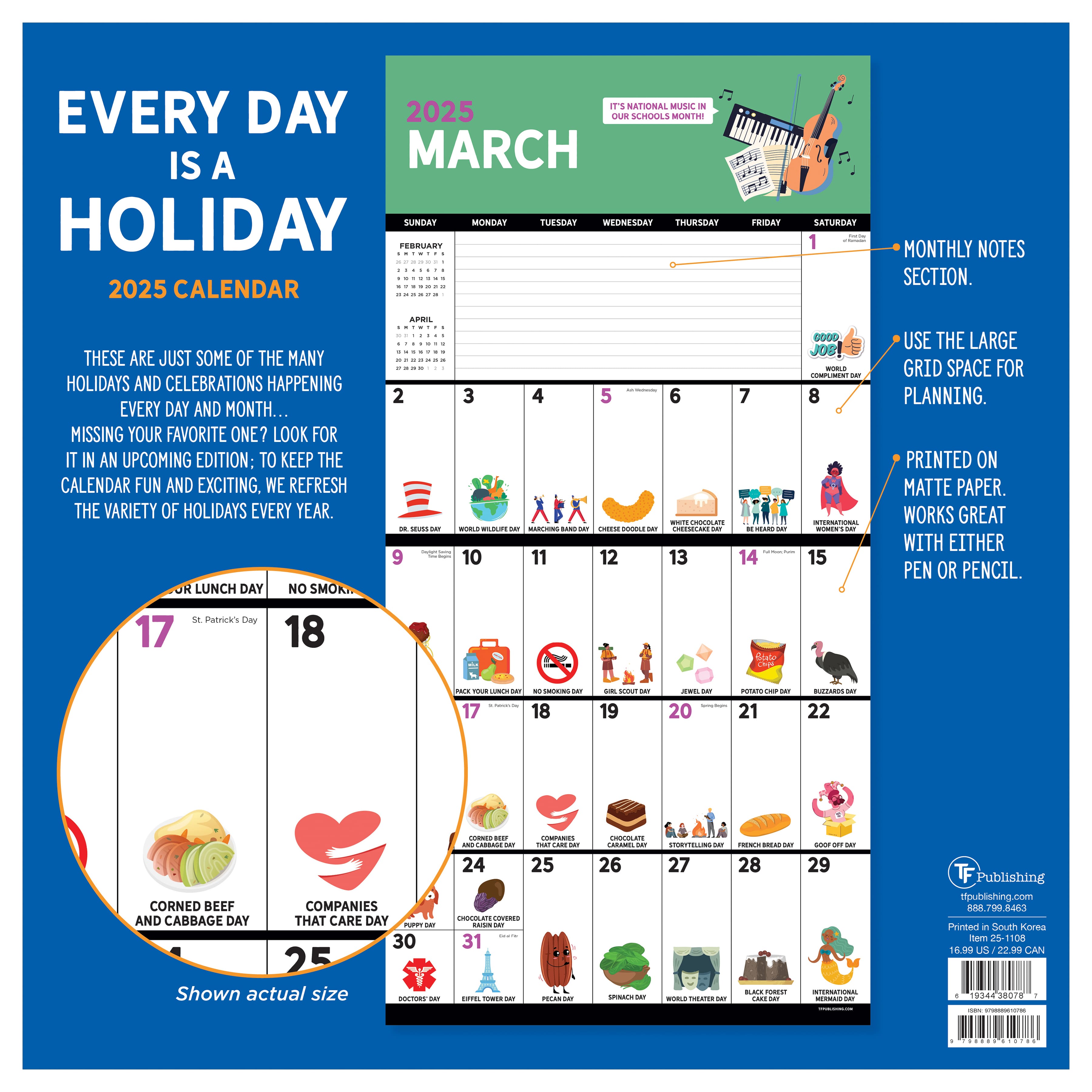 TF Publishing 2025 Every Day's a Holiday Wall Calendar