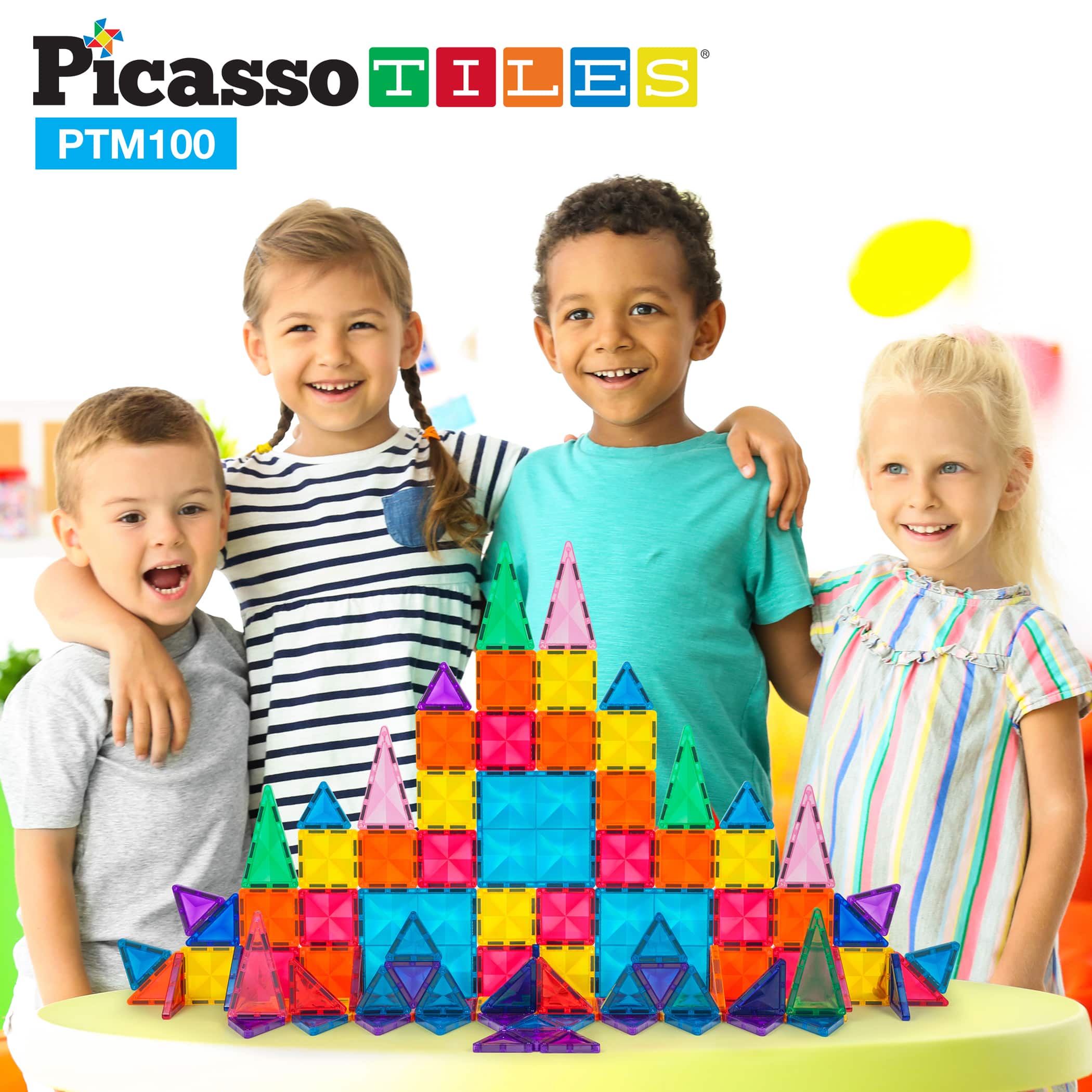PicassoTiles&#xAE; 100 Piece Mini Diamond Magnetic Building Blocks