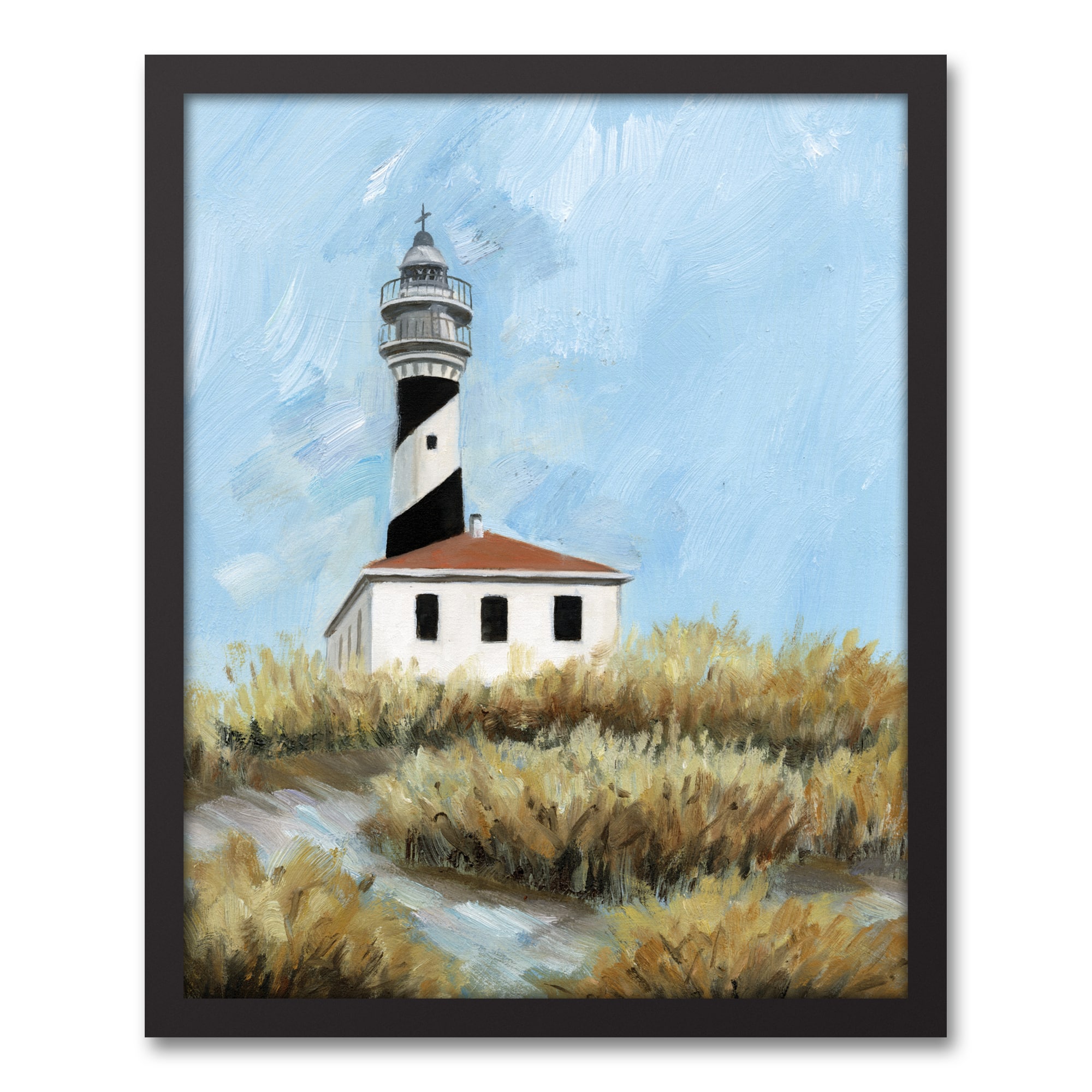 Coastal Lighthouse Black Framed Canvas