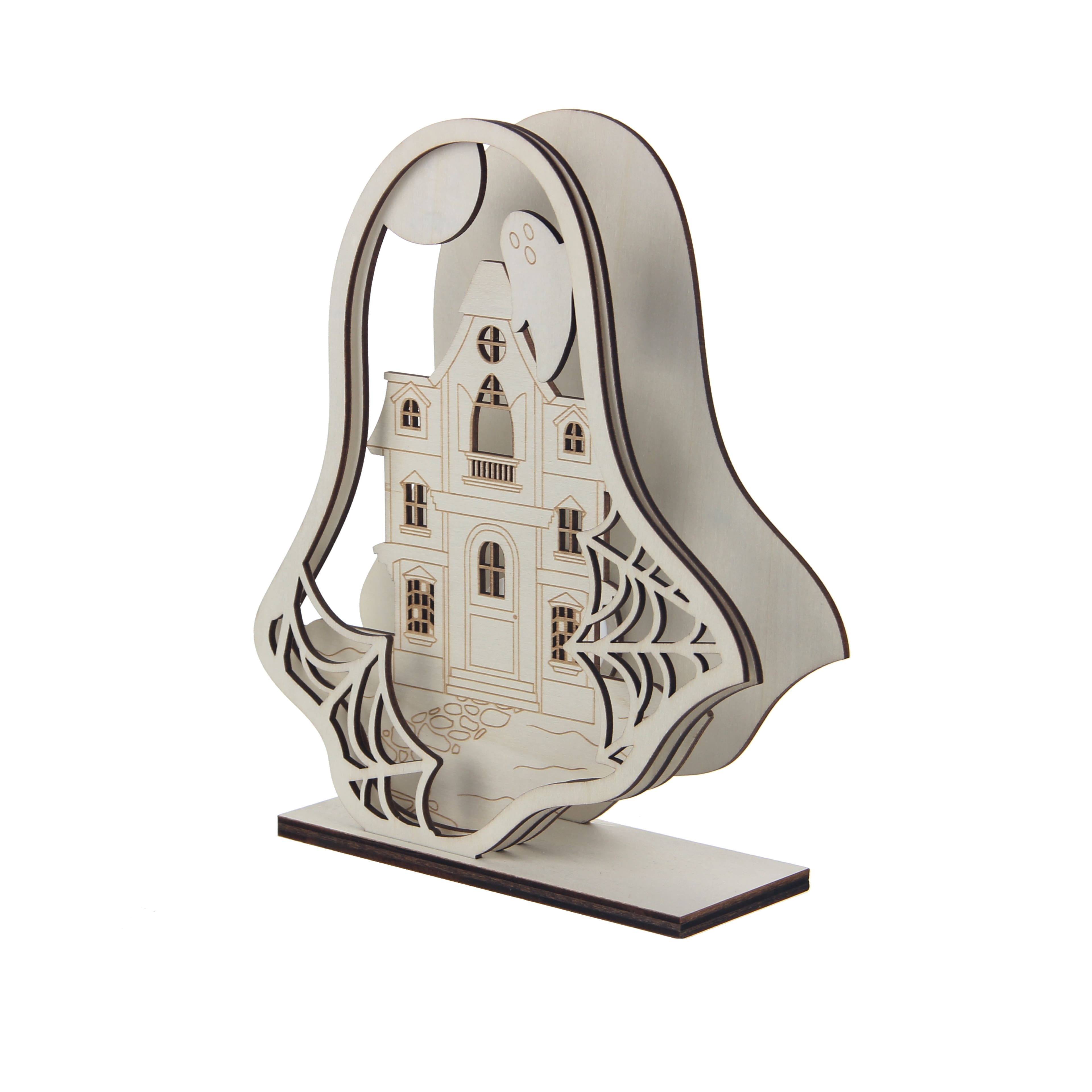 8.25&#x22; Layered Ghost DIY LED Plywood D&#xE9;cor by Make Market&#xAE;
