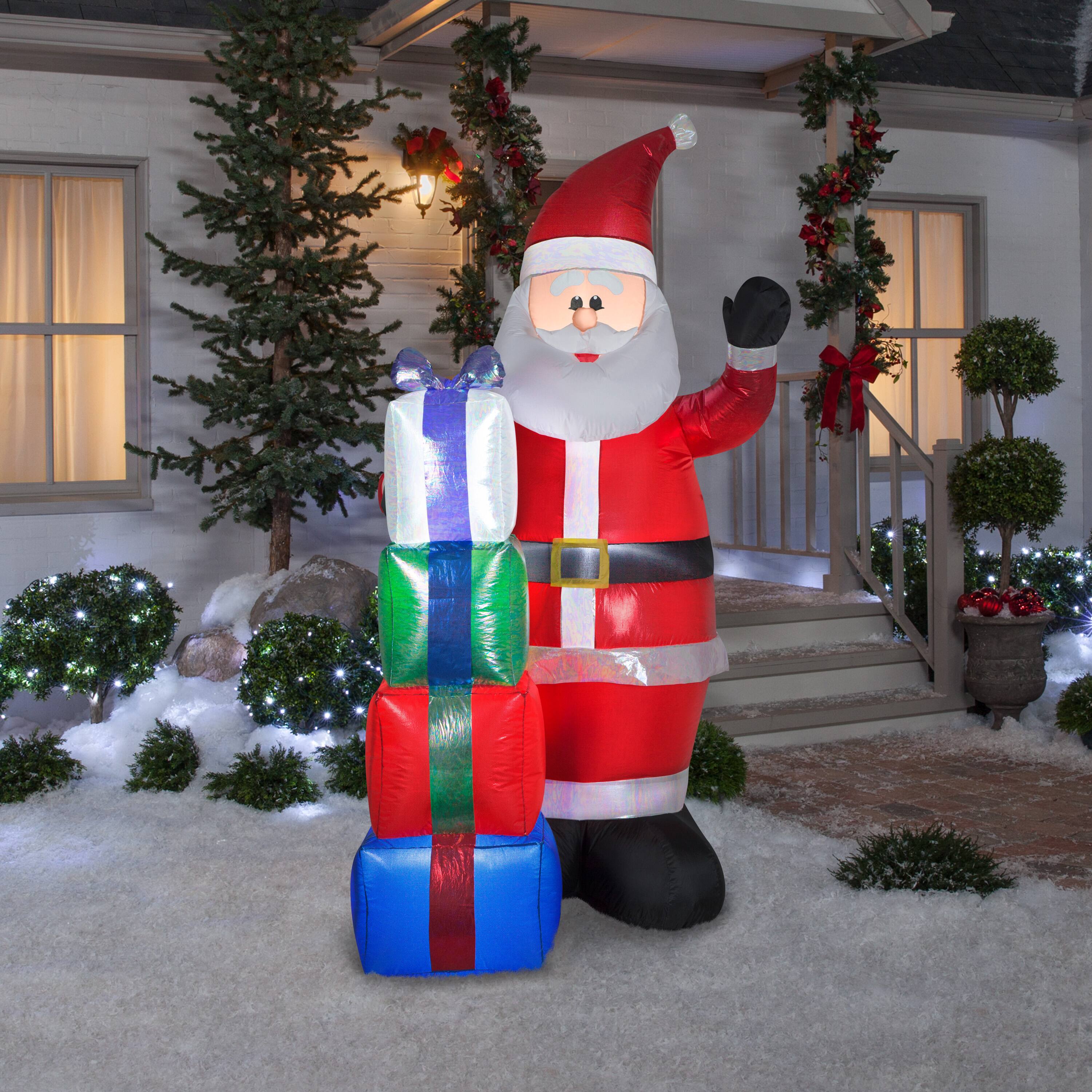 7ft. Airblown&#xAE; Inflatable Christmas Iridescent &#x26; Sequin Santa with Presents