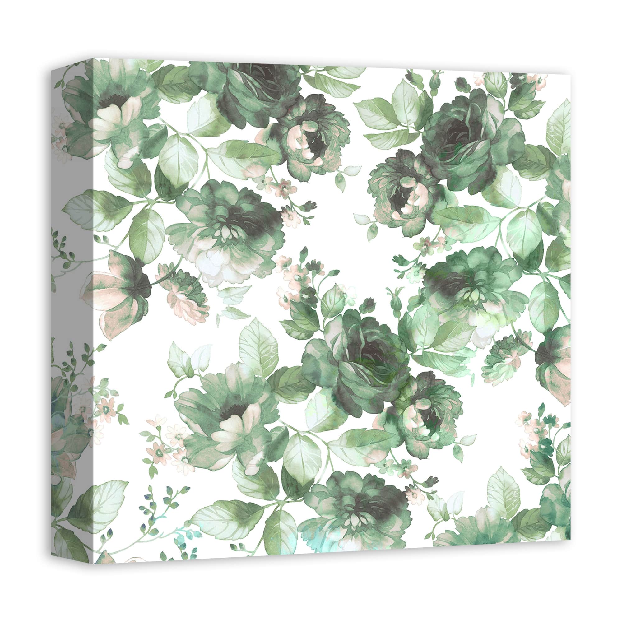 Classic Watercolor Flowers 12" x 12" Canvas Wall Art