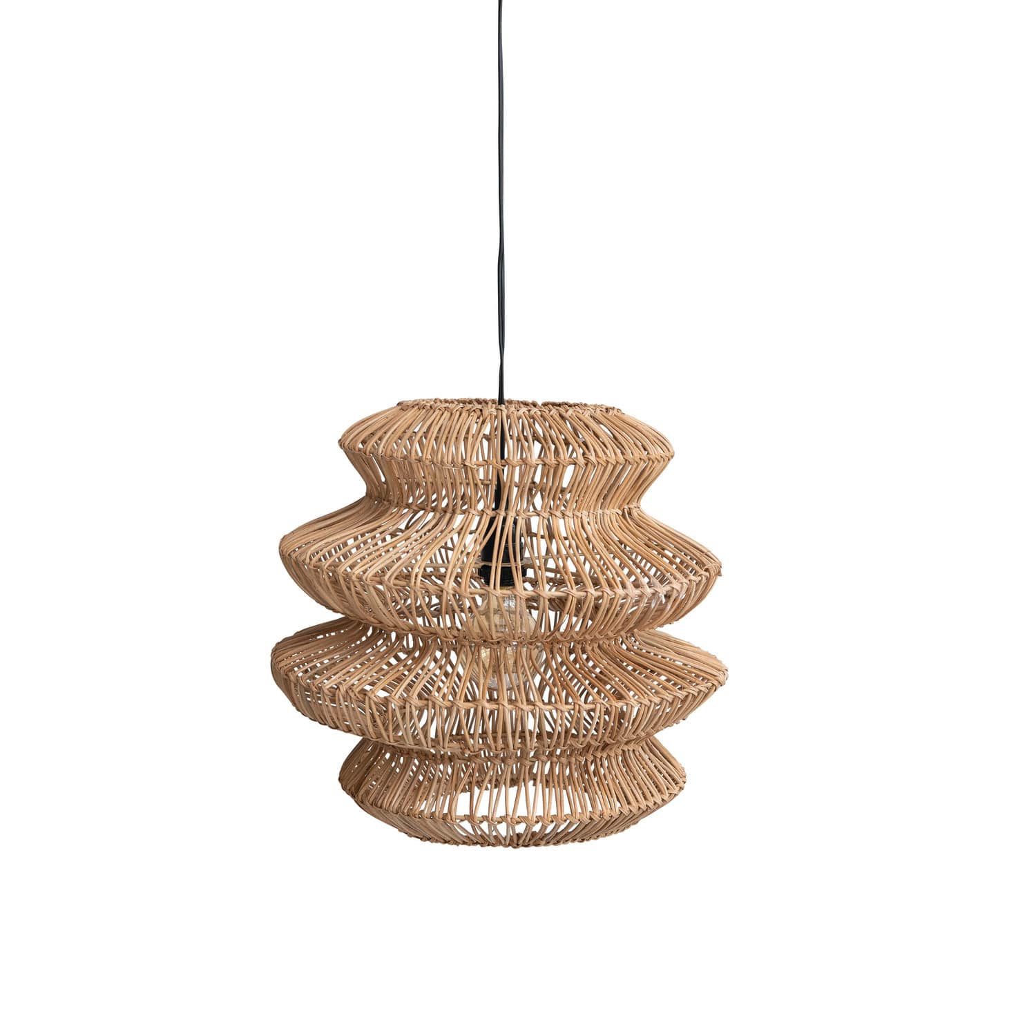 Hello Honey® 16" Boho Natural Woven Rattan Sculptural Pendant Light