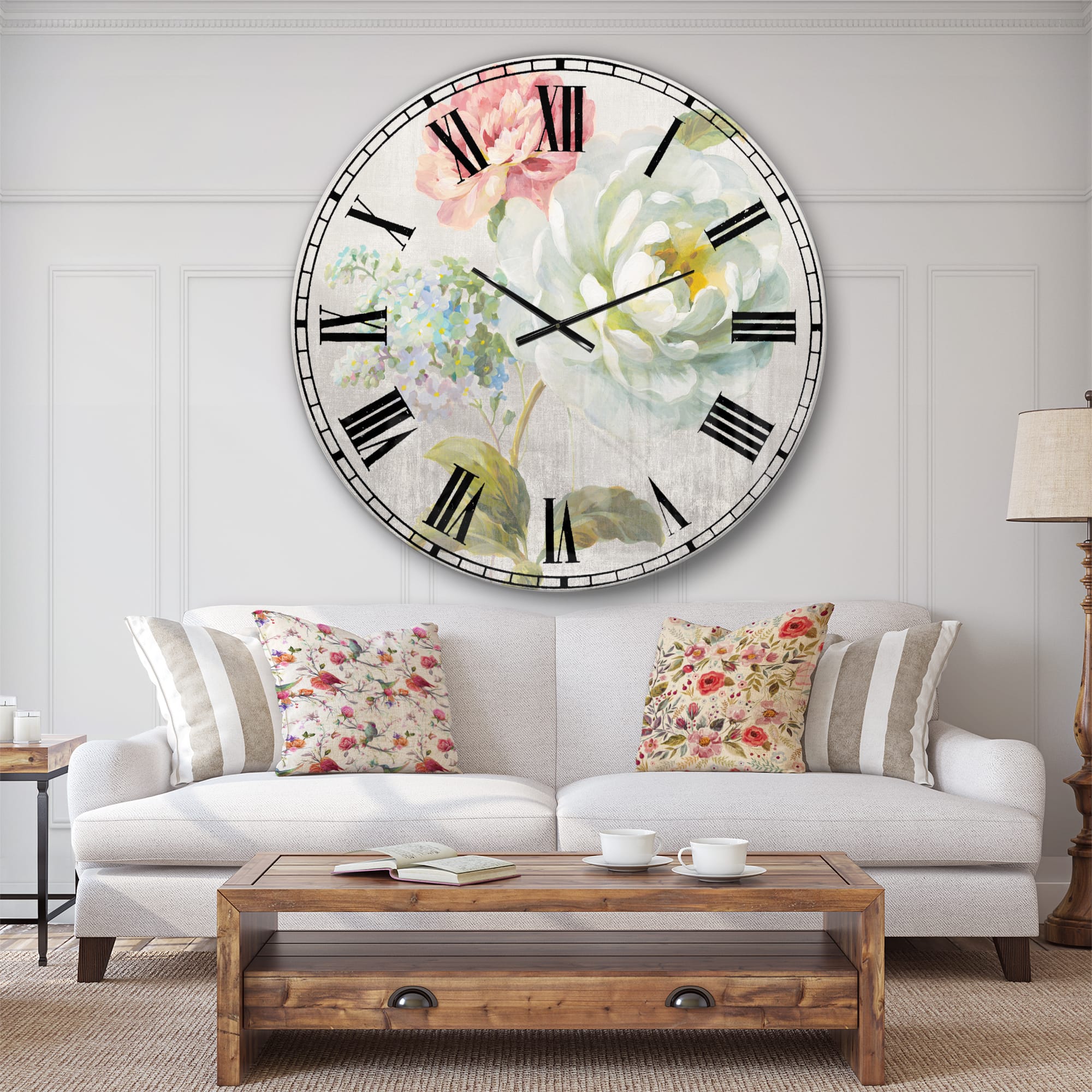 Designart Country Flower Bouquet Cabin Wall Clock