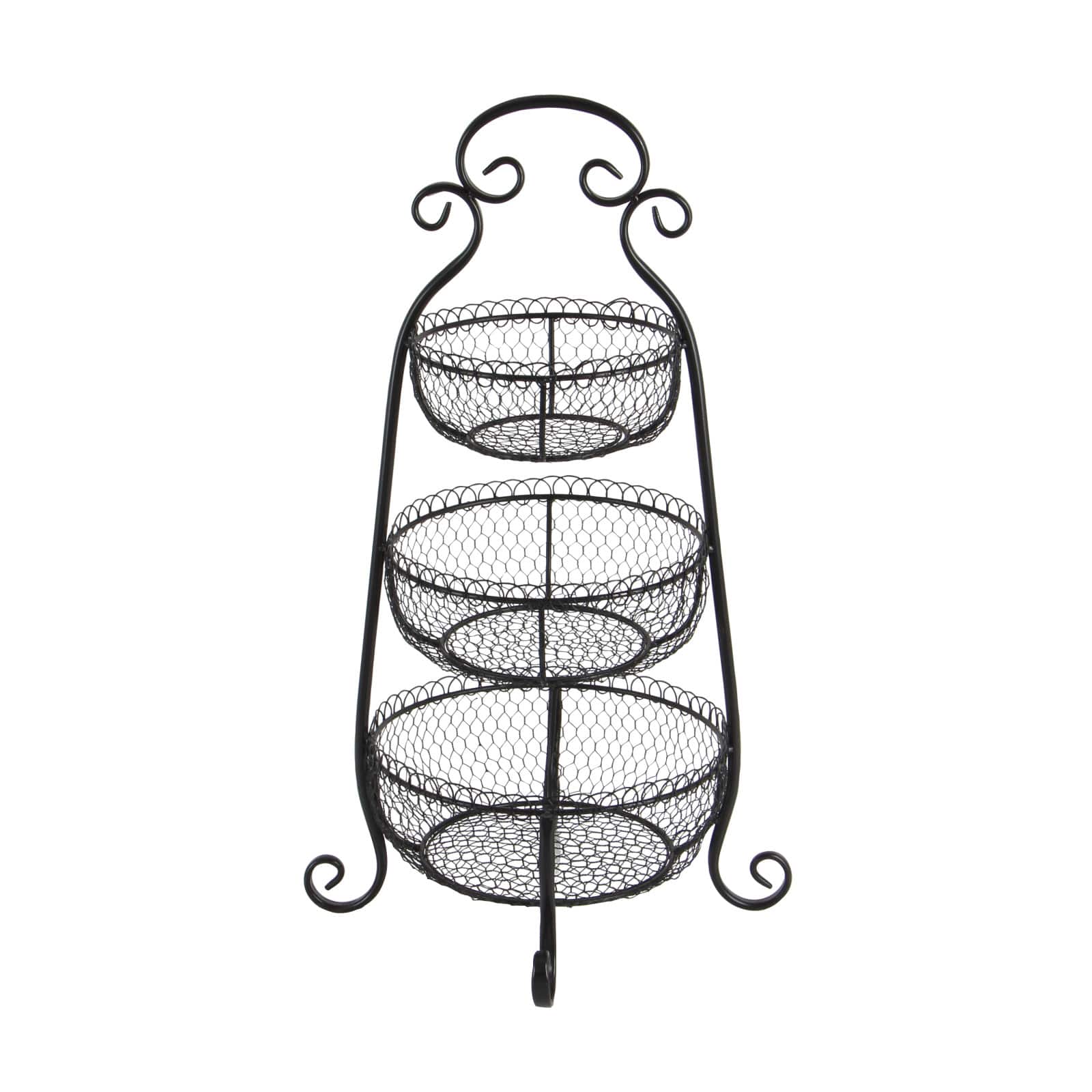 33&#x22; Black Iron Farmhouse 3 Tier Tray Stand