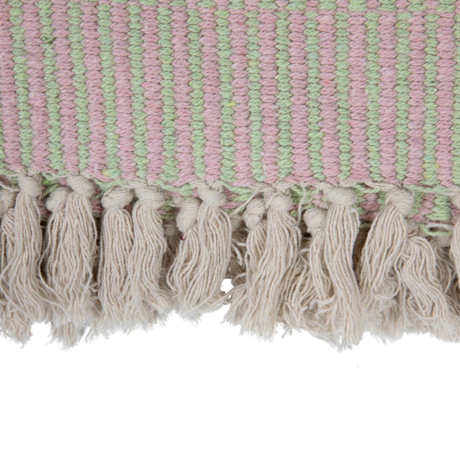 Hello Honey® 60" Striped Woven Reclaimed Cotton Blend Throw with Fringe