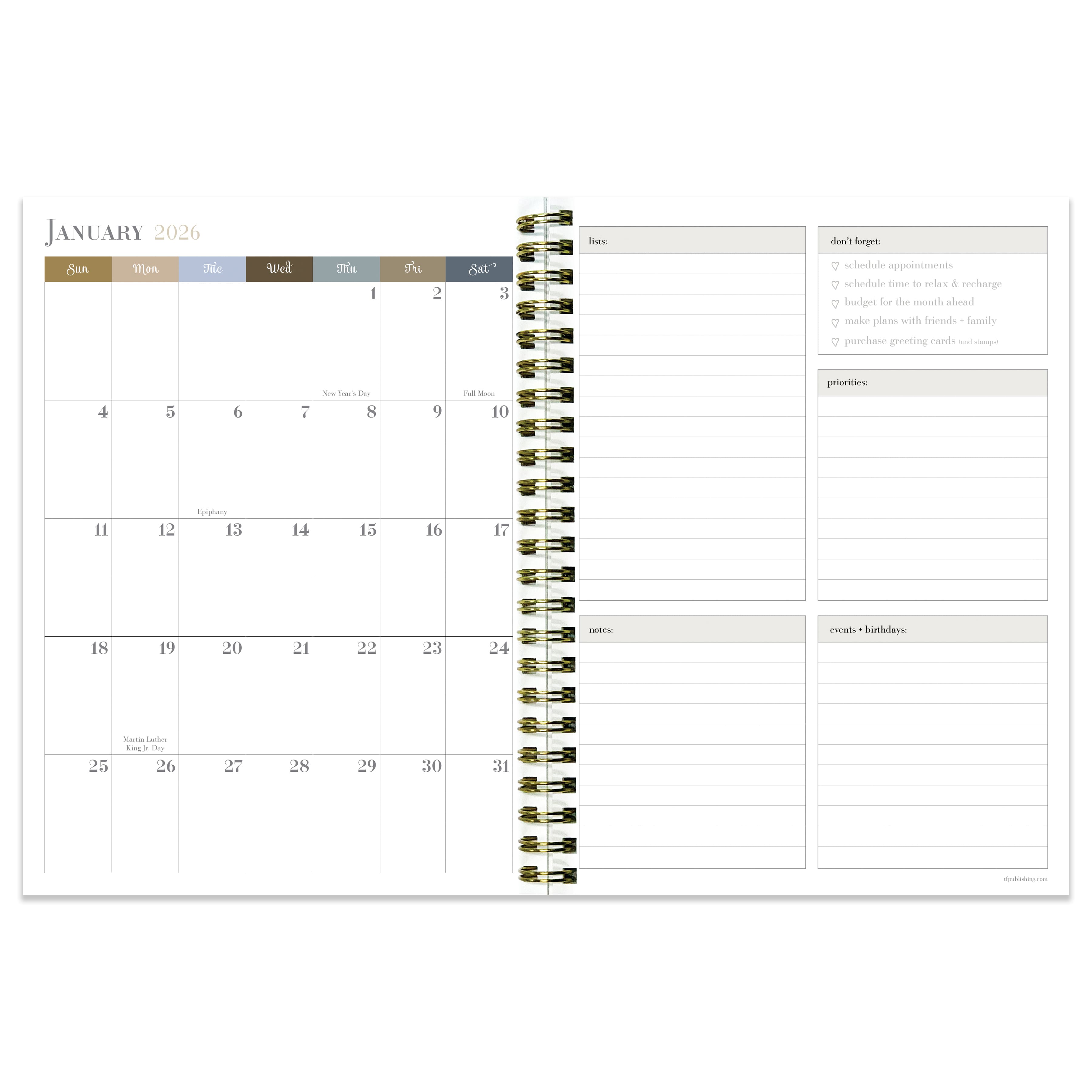 TF Publishing 2025-2026 Rustic Floral Medium Weekly/Monthly Planner