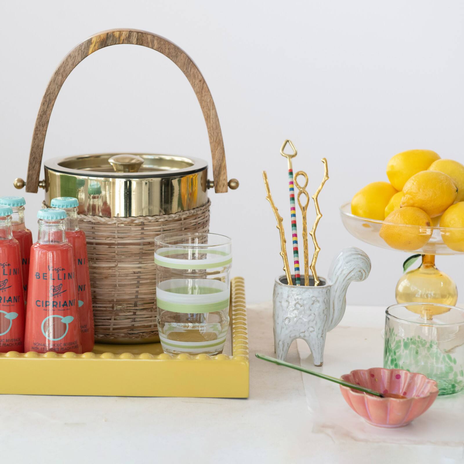 Hello Honey® 5" Green & White Striped Drinking Glass, 4ct.