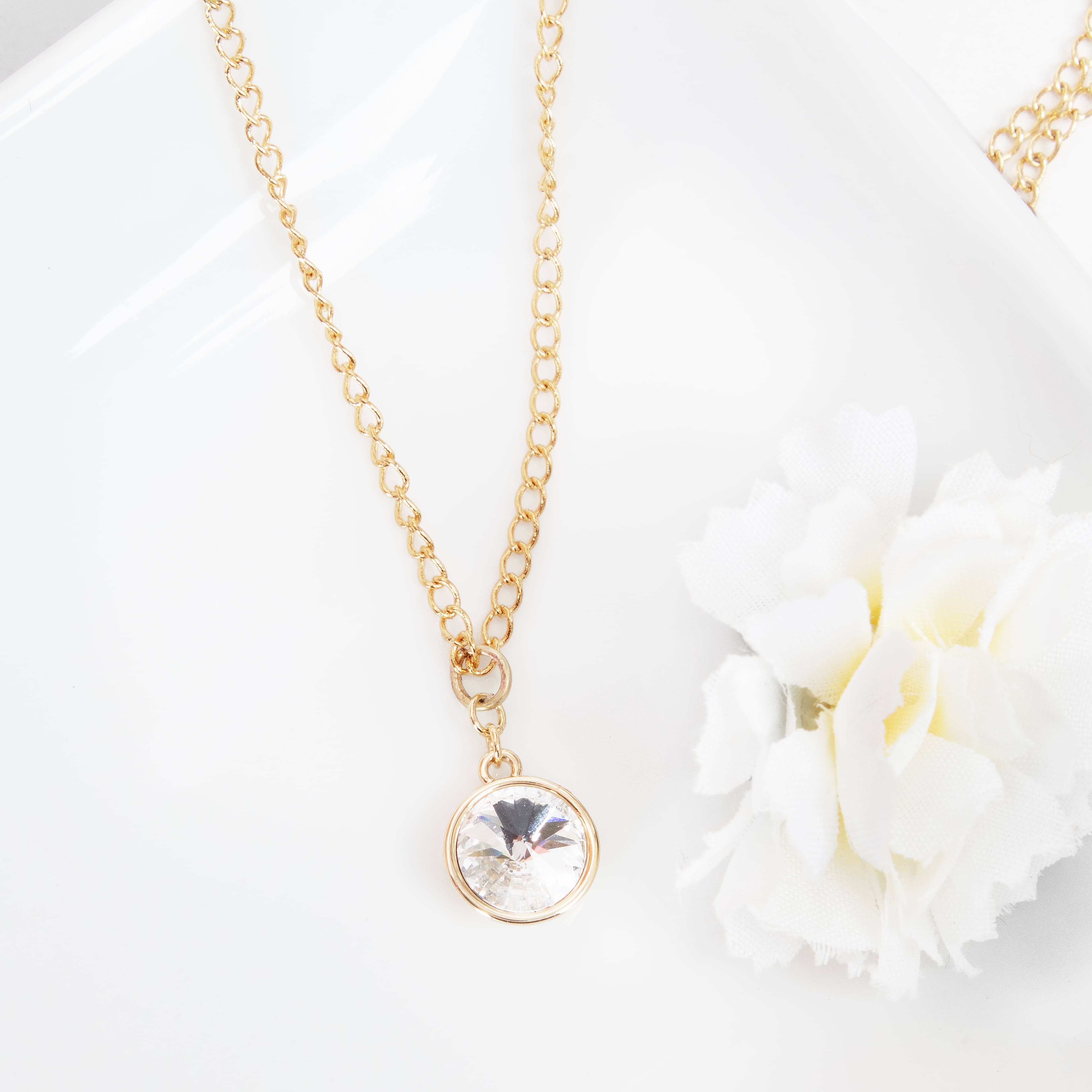 14K Gold Plated Clear Austrian Crystal Rivoli Cut Charm by Bead Landing™