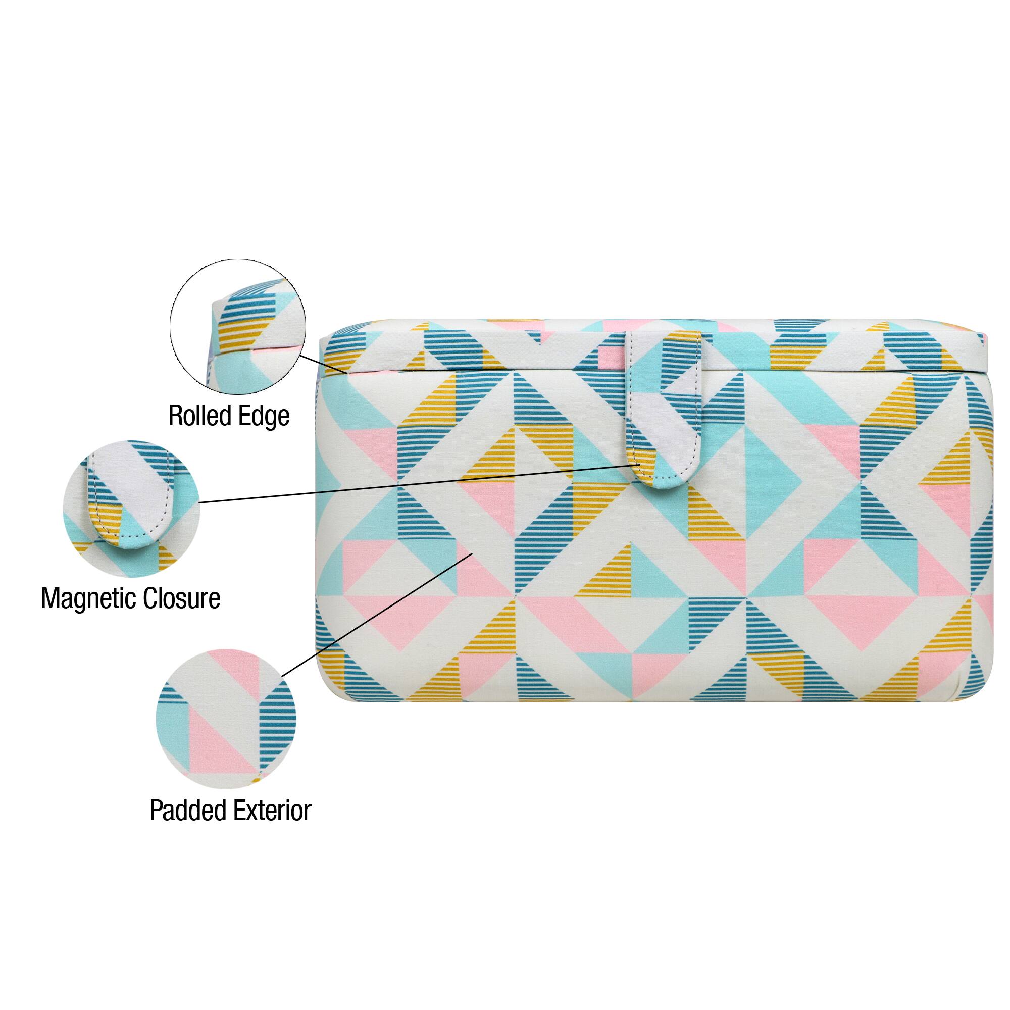 SINGER&#xAE; Large Abstract Geo Print Sewing Basket with Matching Pouch Sew Kit