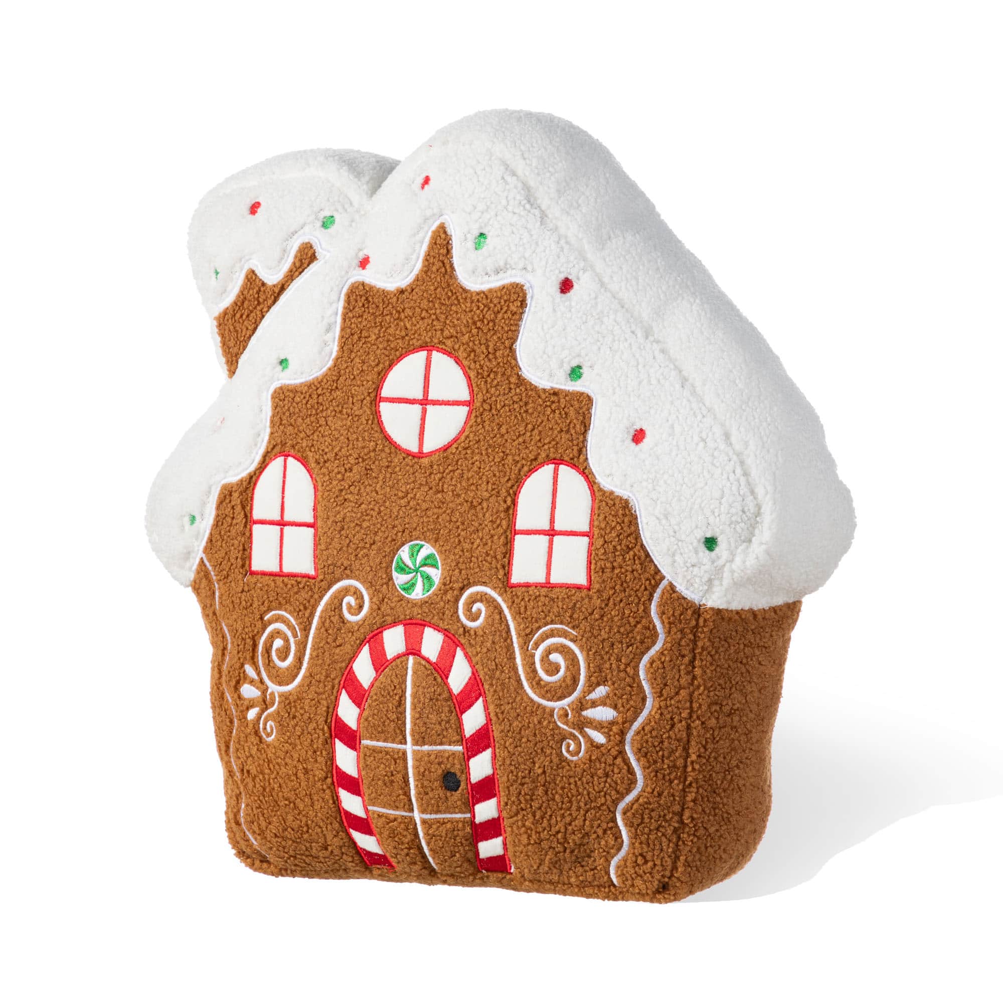 Glitzhome&#xAE; 17&#x22;H Christmas Gingerbread House Shaped Pillow