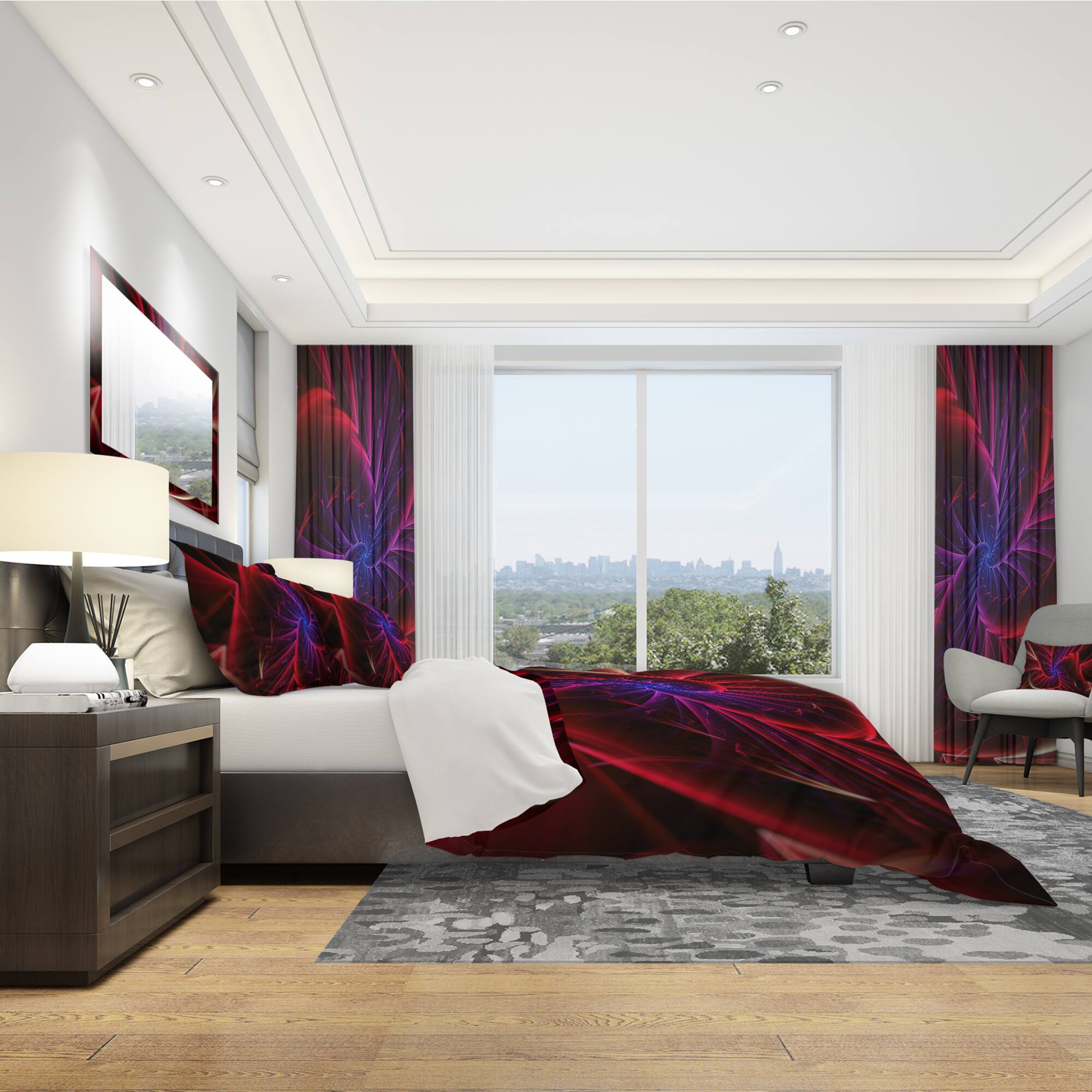 Designart &#x27;Purple &#x26; Red Entanglement Abstract&#x27; Modern &#x26; Contemporary Bedding Set - Duvet Cover &#x26; Shams