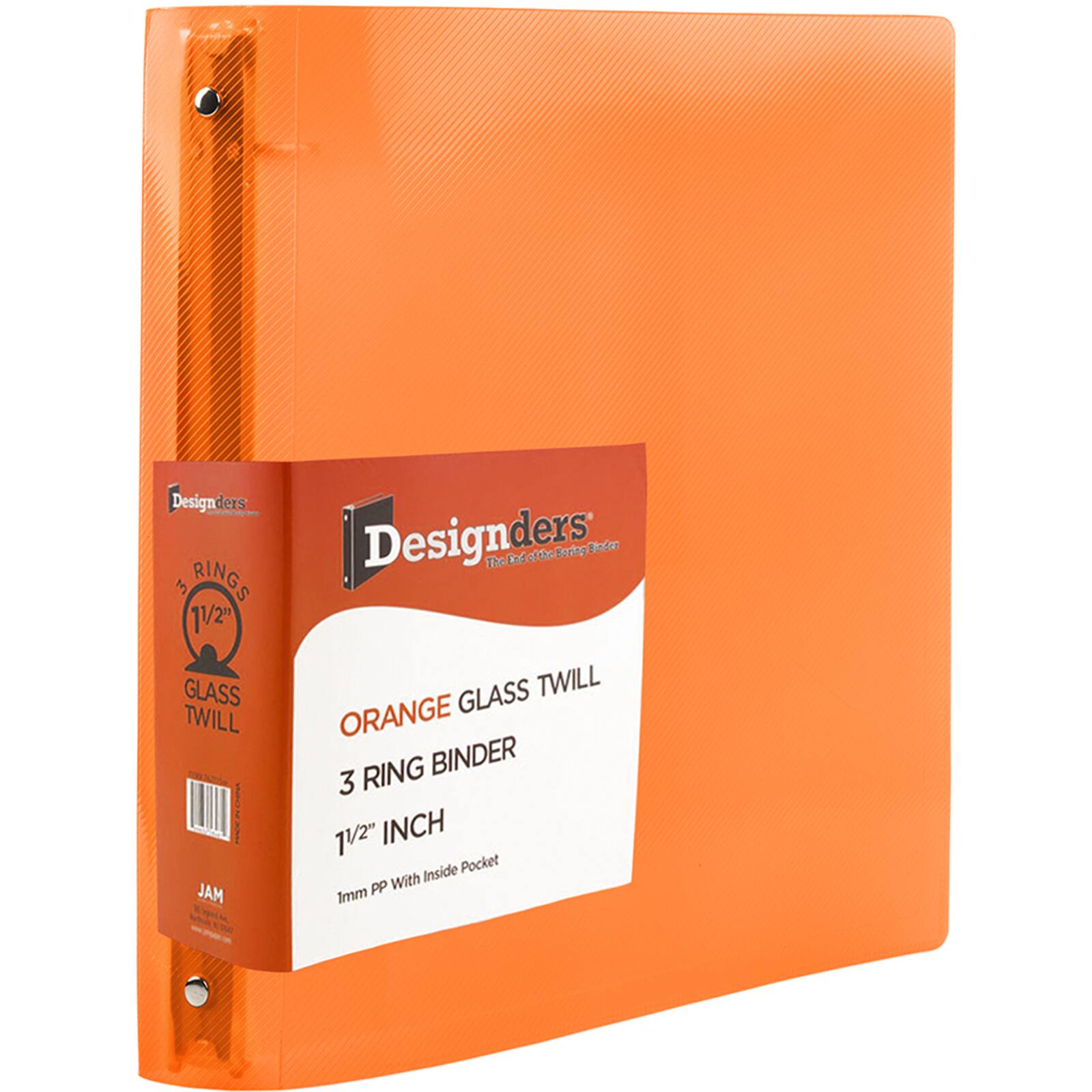 JAM Paper 1.5" Orange Plastic 3-Ring Binders, 2ct.