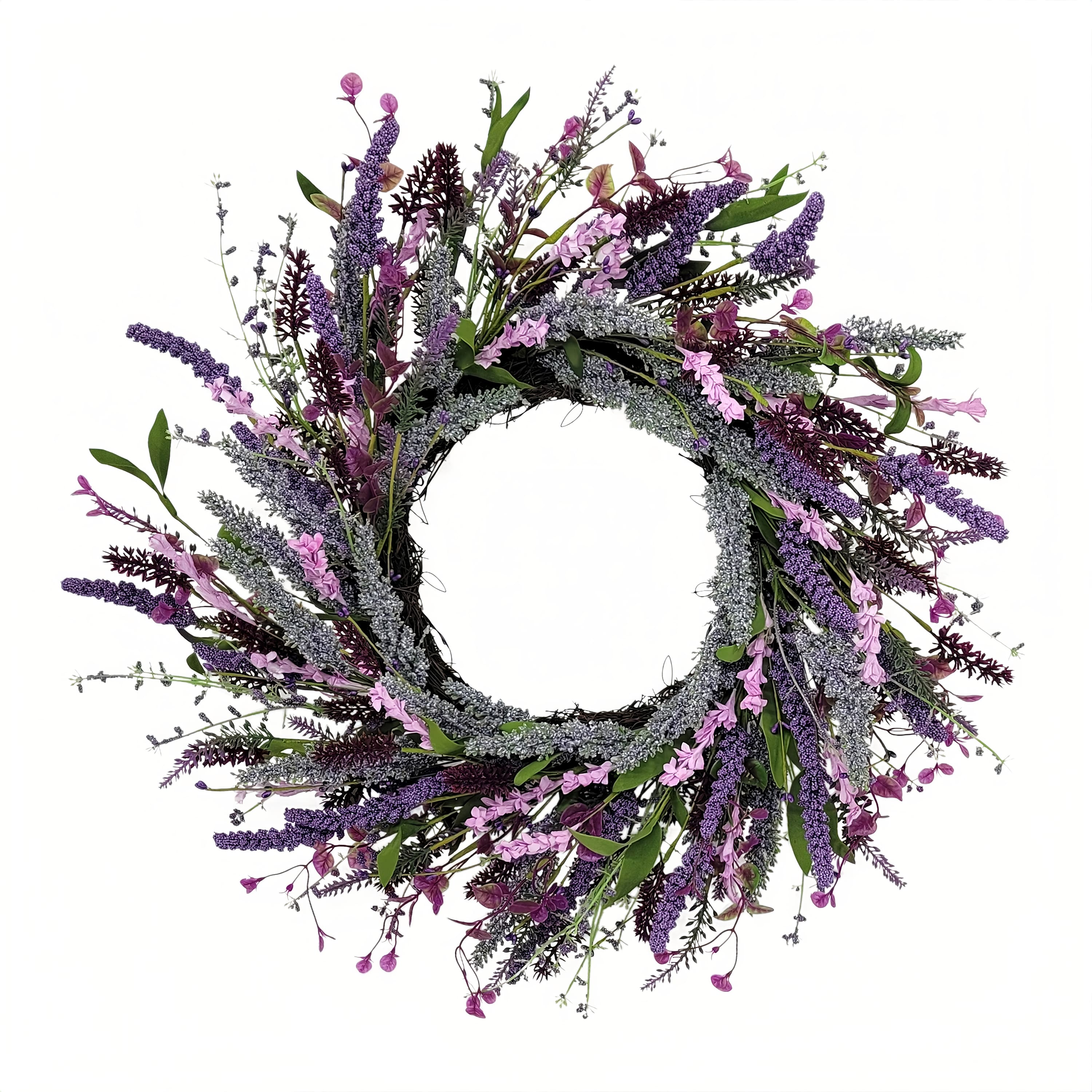 24&#x22; Artificial Lavender Floral Spring Wreath