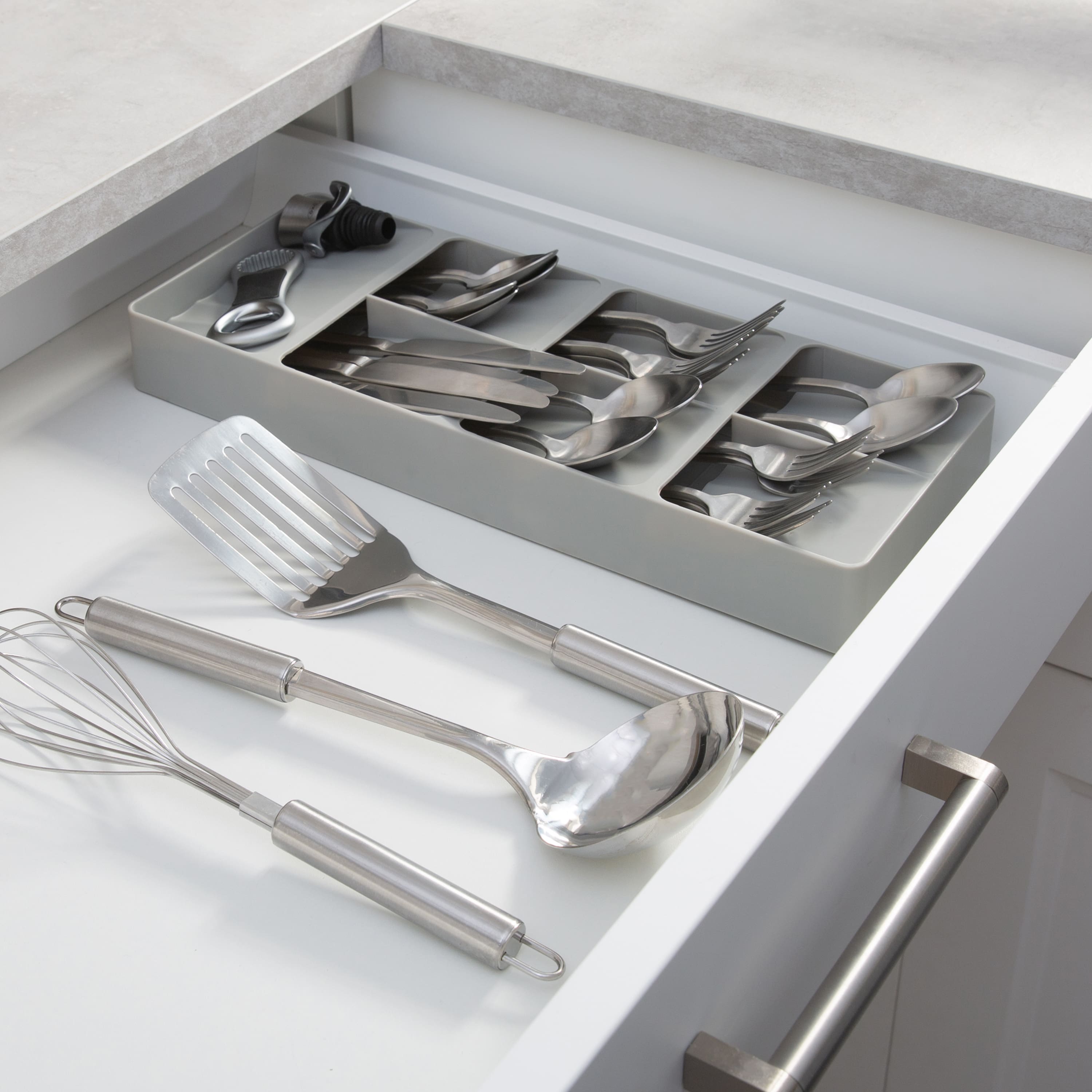 Kitchen Details Gray 7-Slot Drawer Cutlery Organizer