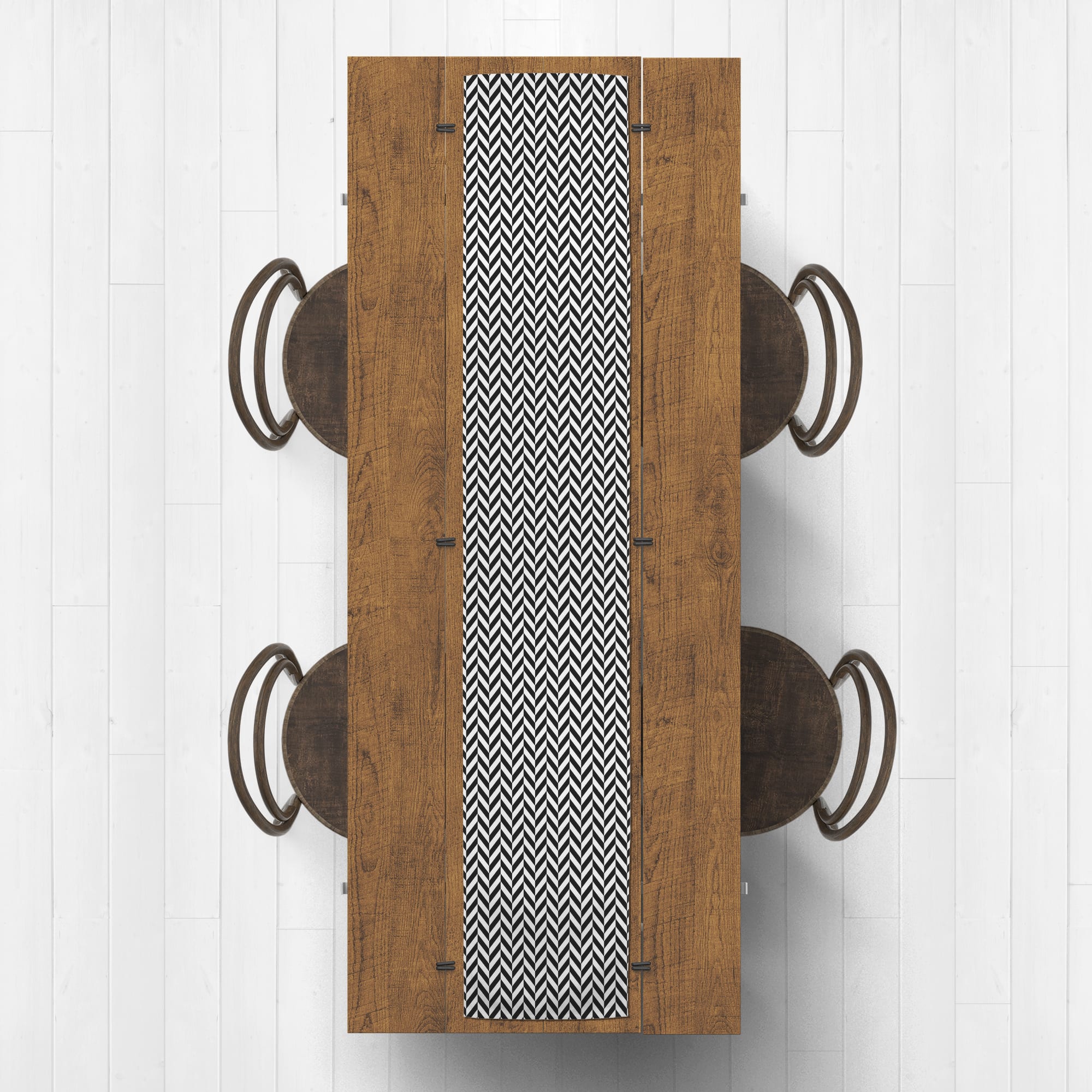 Black &#x26; White Chevron Outdoor Table Runner