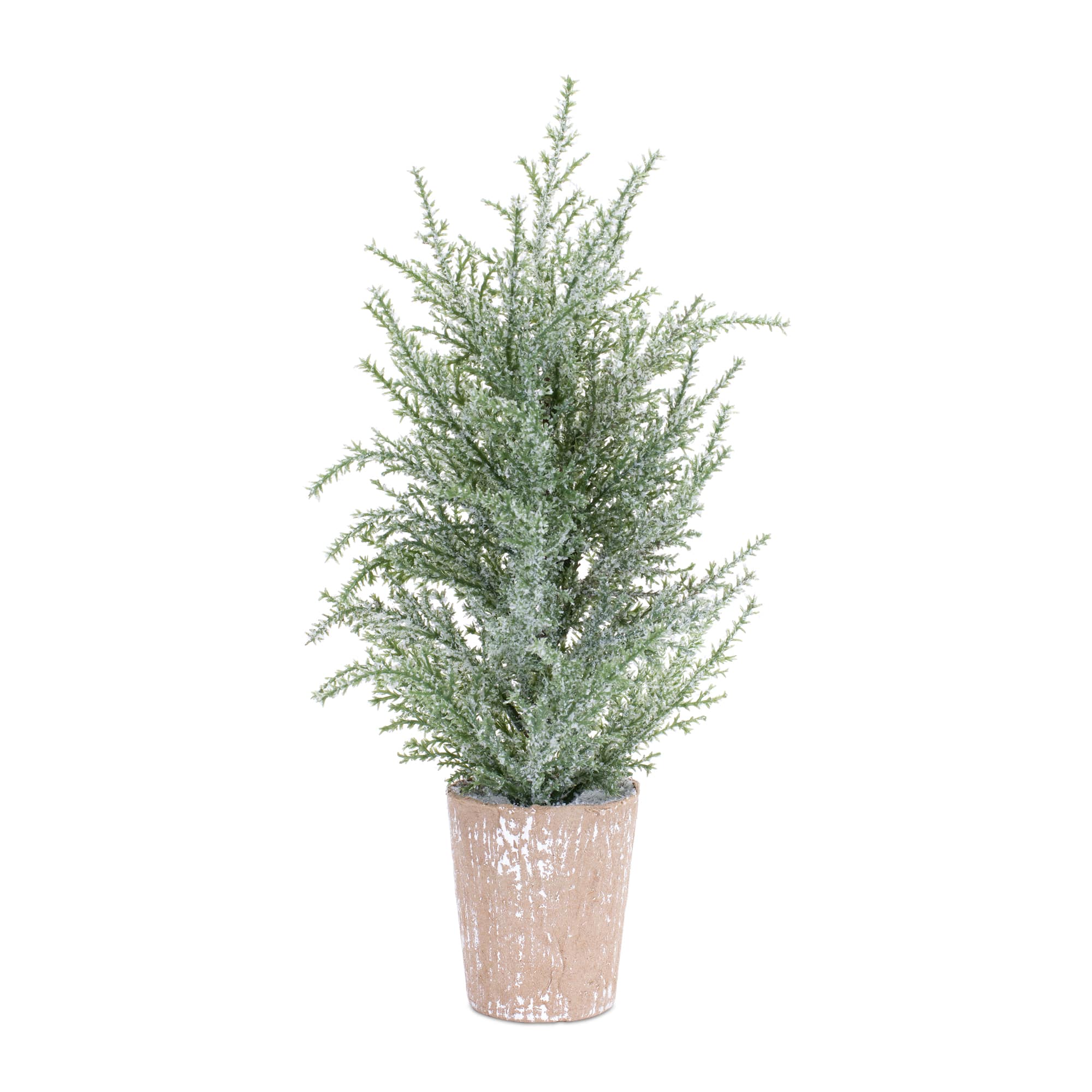 4 Pack 15" Unlit Icy Pine Artificial Potted Christmas Tree Set