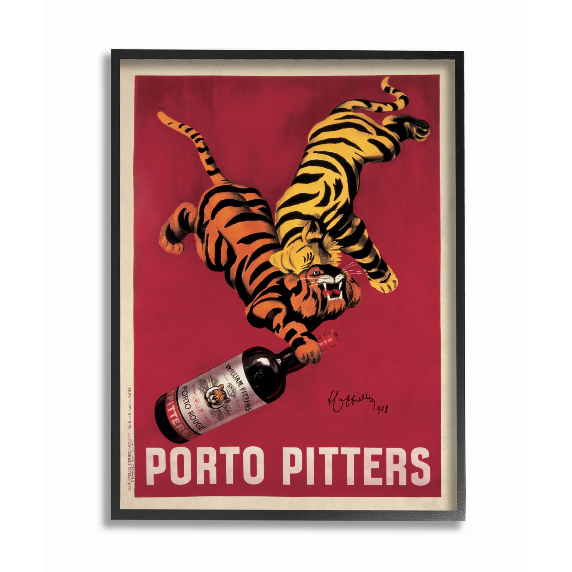 Stupell Industries Porto Pitters Vintage Poster in Black Frame Wall Art