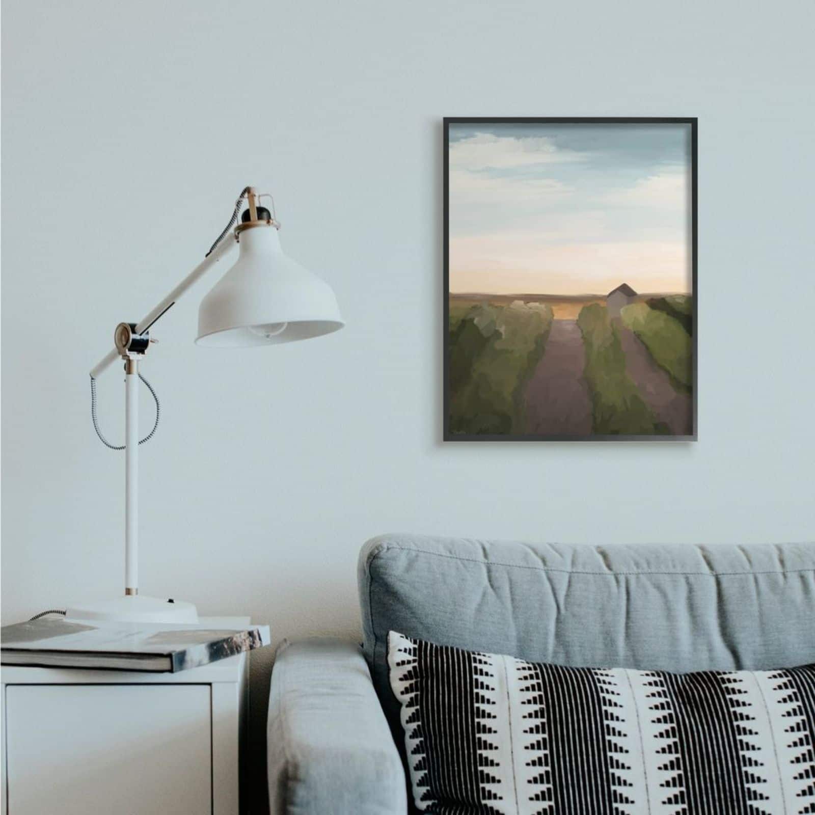 Stupell Industries Vineyard Landscape Wall Art in Black Frame