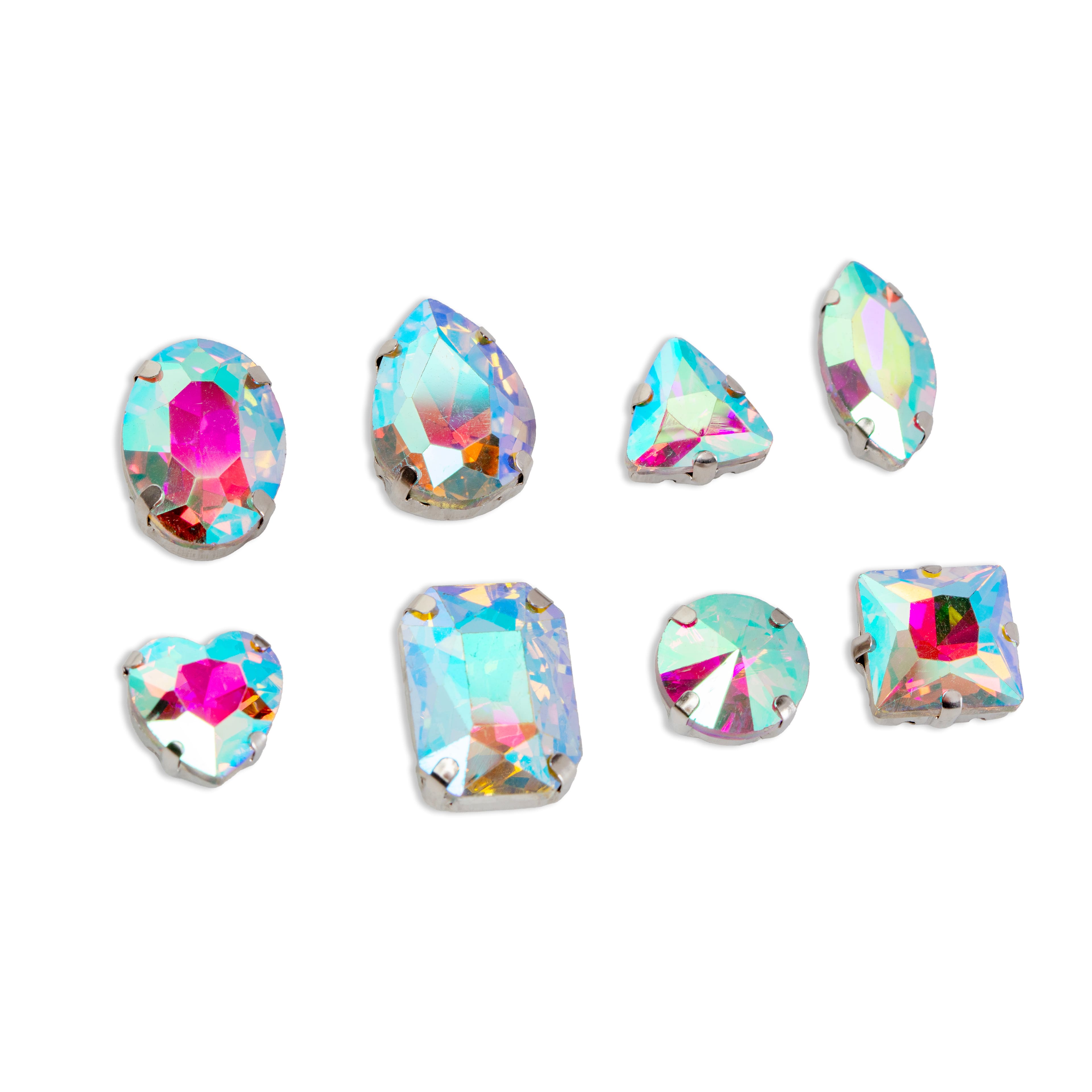 CousinDIY Silver Crystal AB Glass Sew-On Rhinestones, 48ct.