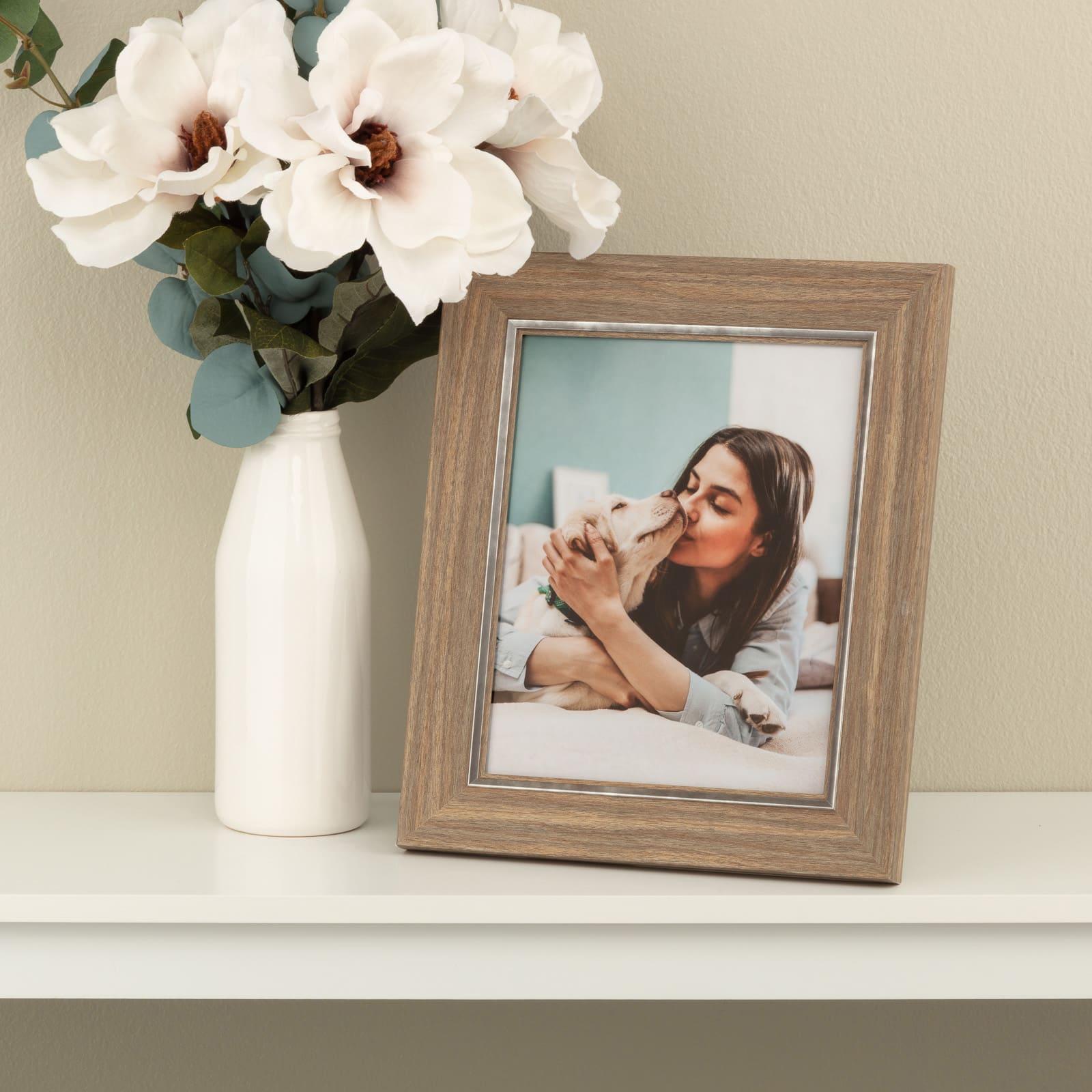 Faux Wood with Silver Inner 8&#x22; x 10&#x22; Frame, Expressions&#x2122; by Studio D&#xE9;cor&#xAE;