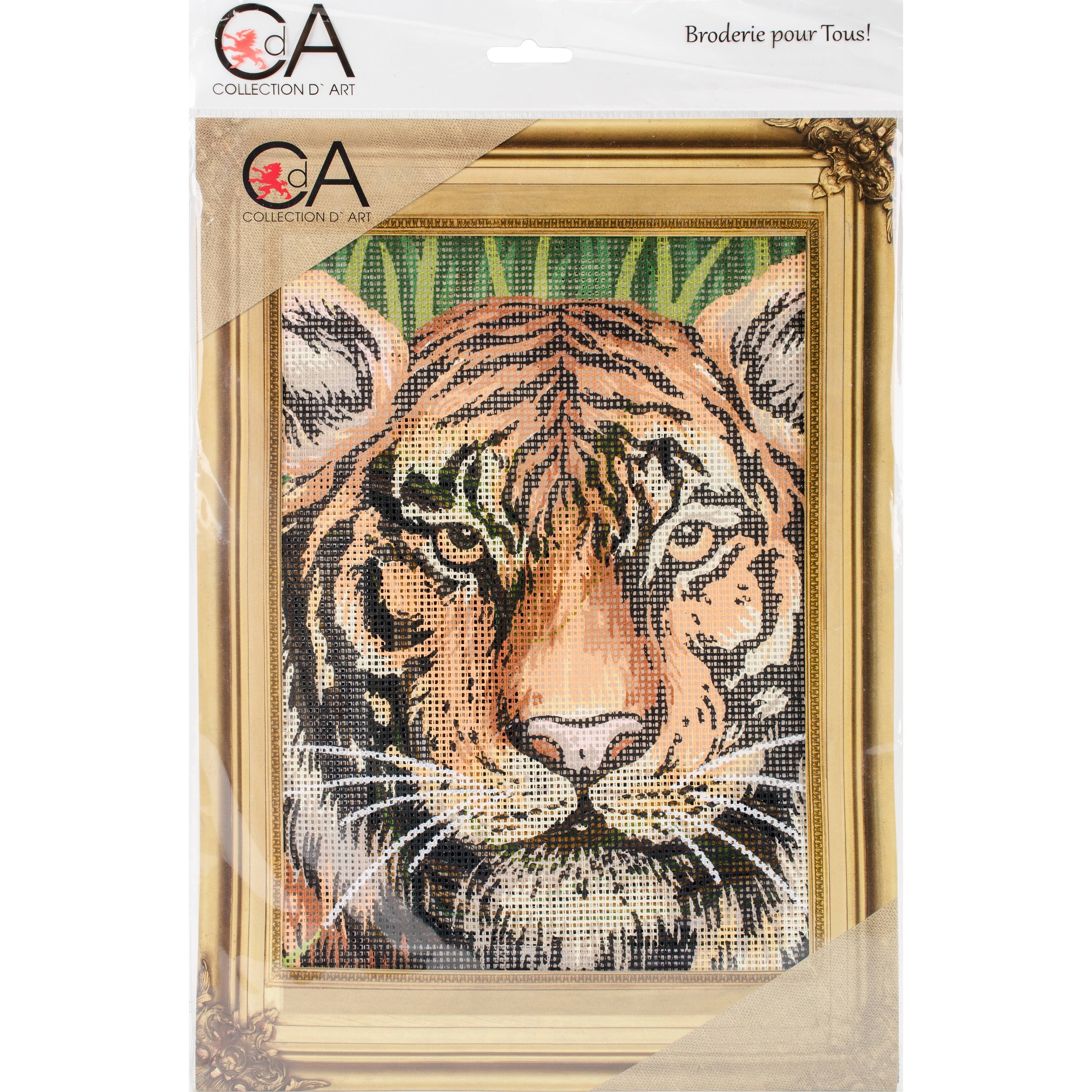 Collection D&#x27;Art Tiger Stamped Needlepoint Kit