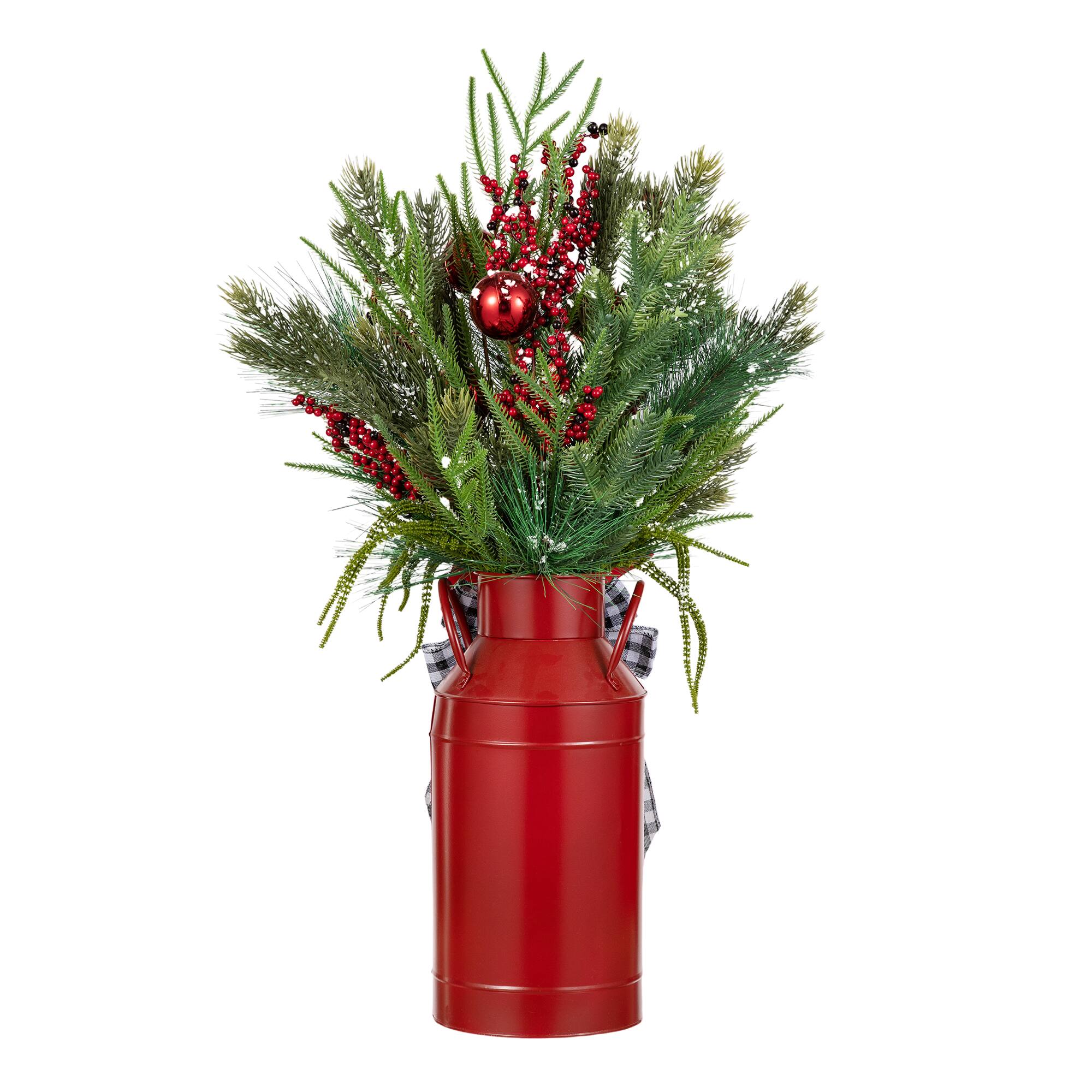 Glitzhome® 35" Christmas Poinsettia Floral Porch Tree in Red Container