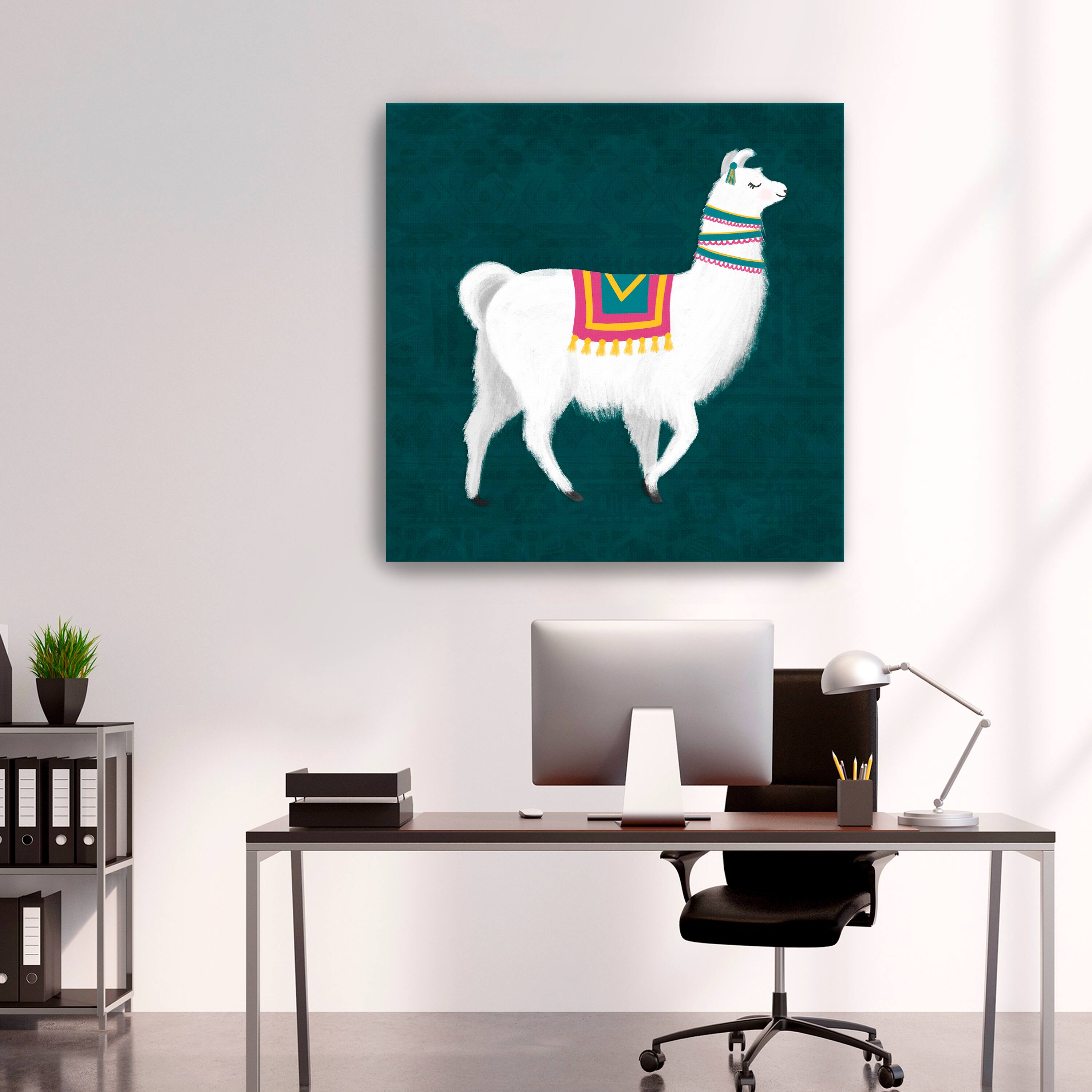 Lovely Llama Jewel Tones I Teal Canvas Giclee