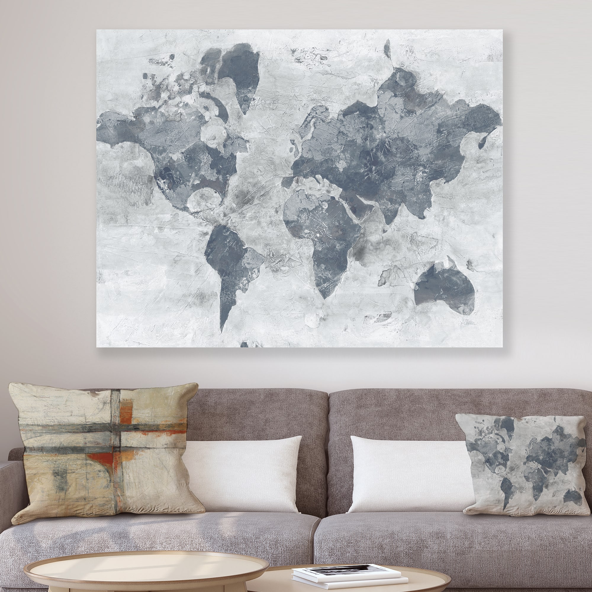 Designart - Golden Grey World Neutral - Traditional Canvas Art