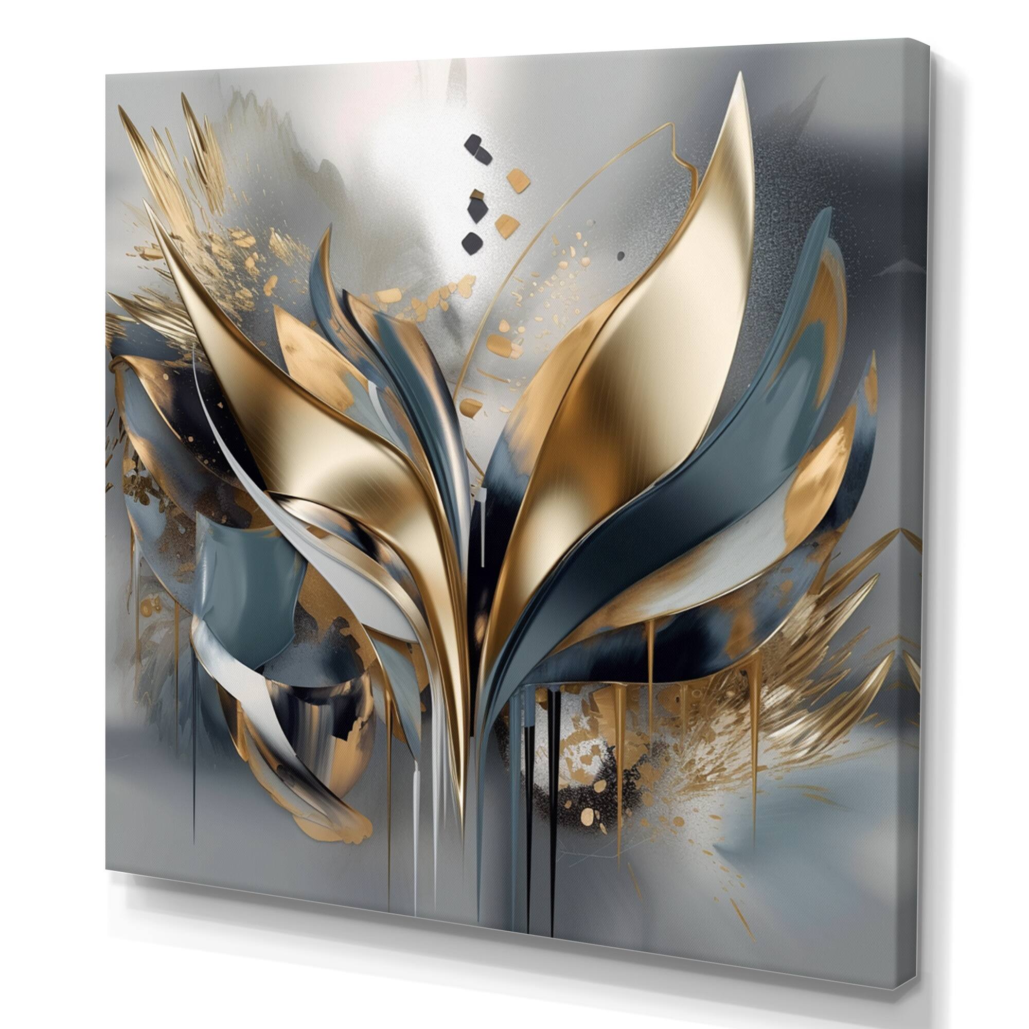 Designart "Abstract Shapes And Lines Iv" Abstract Marble Canvas Print