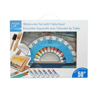 50-Piece Watercolor Paint Set with Easel by Artist's Loft™