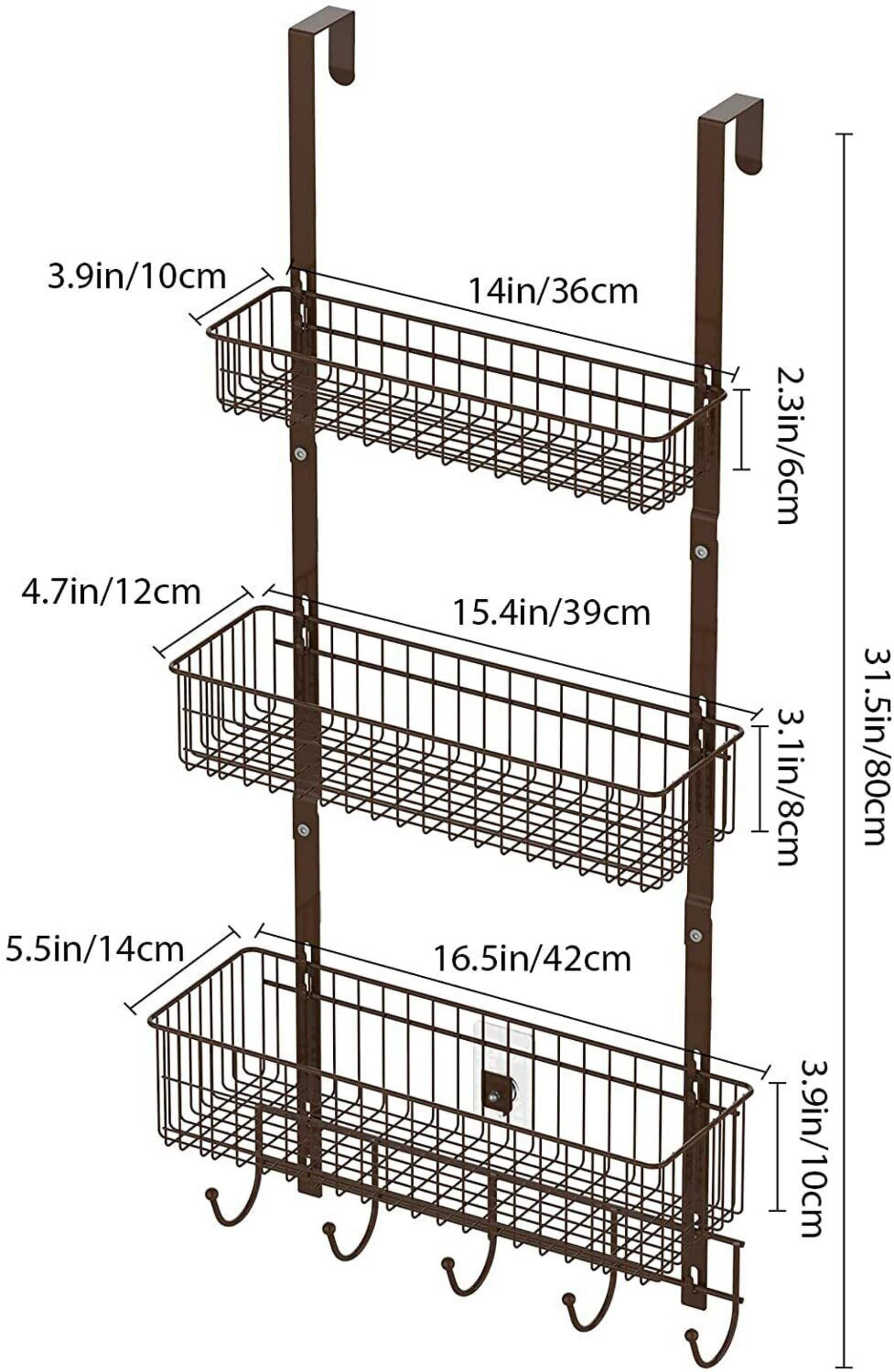 NEX&#x2122; Brown Over The Door Hanging Organizer Rack