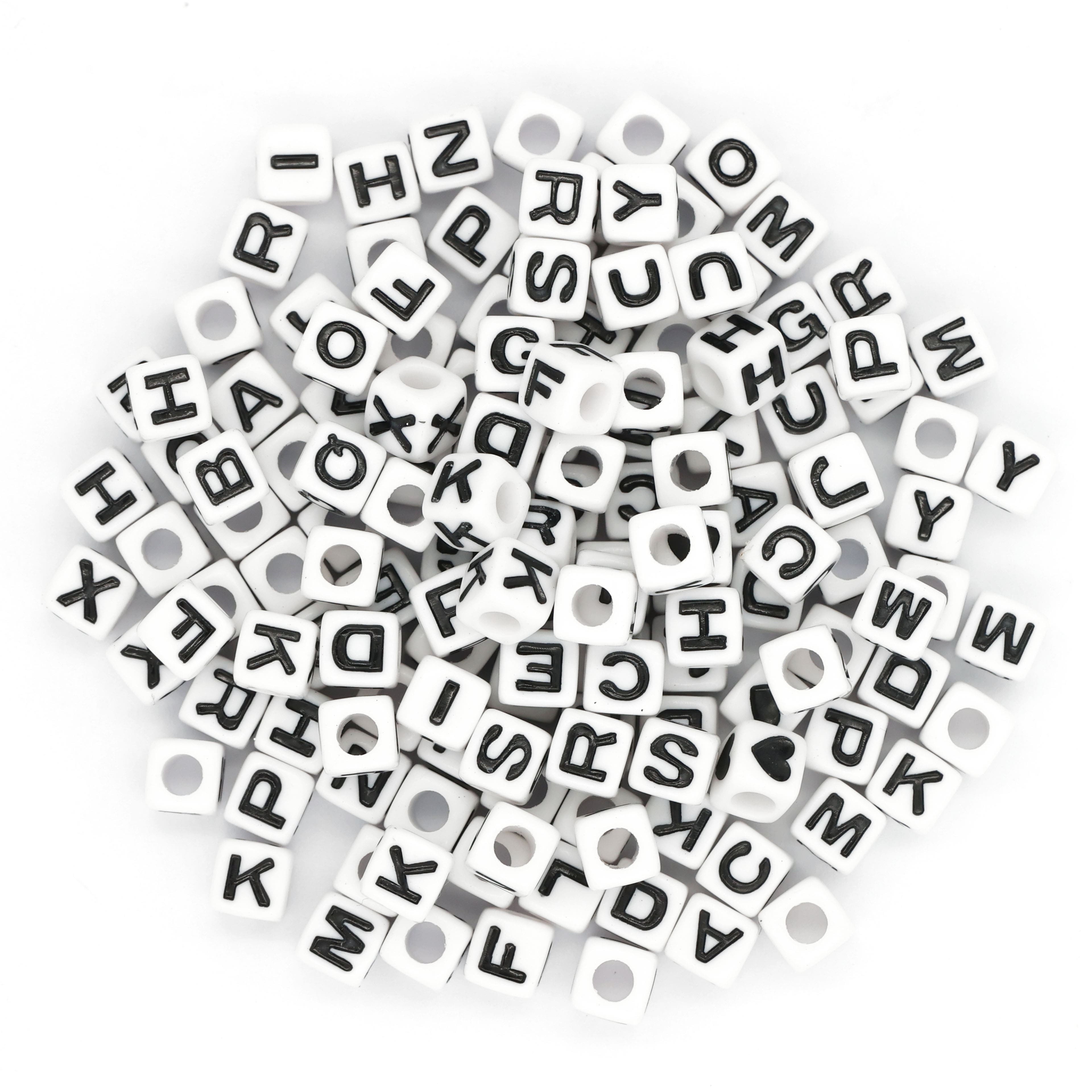Black letters on white beads WITHOUT metallics between – Poppy Lane & Co.