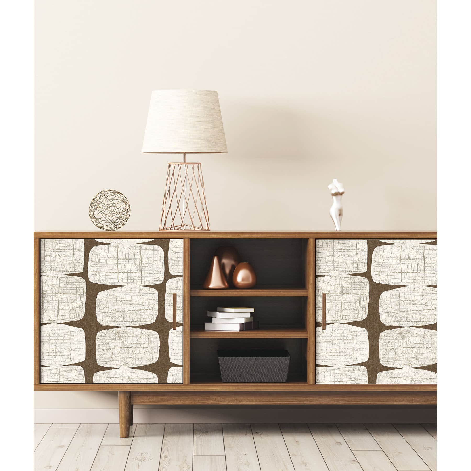 RoomMates Brown Mid-Century Beads Peel & Stick Wallpaper