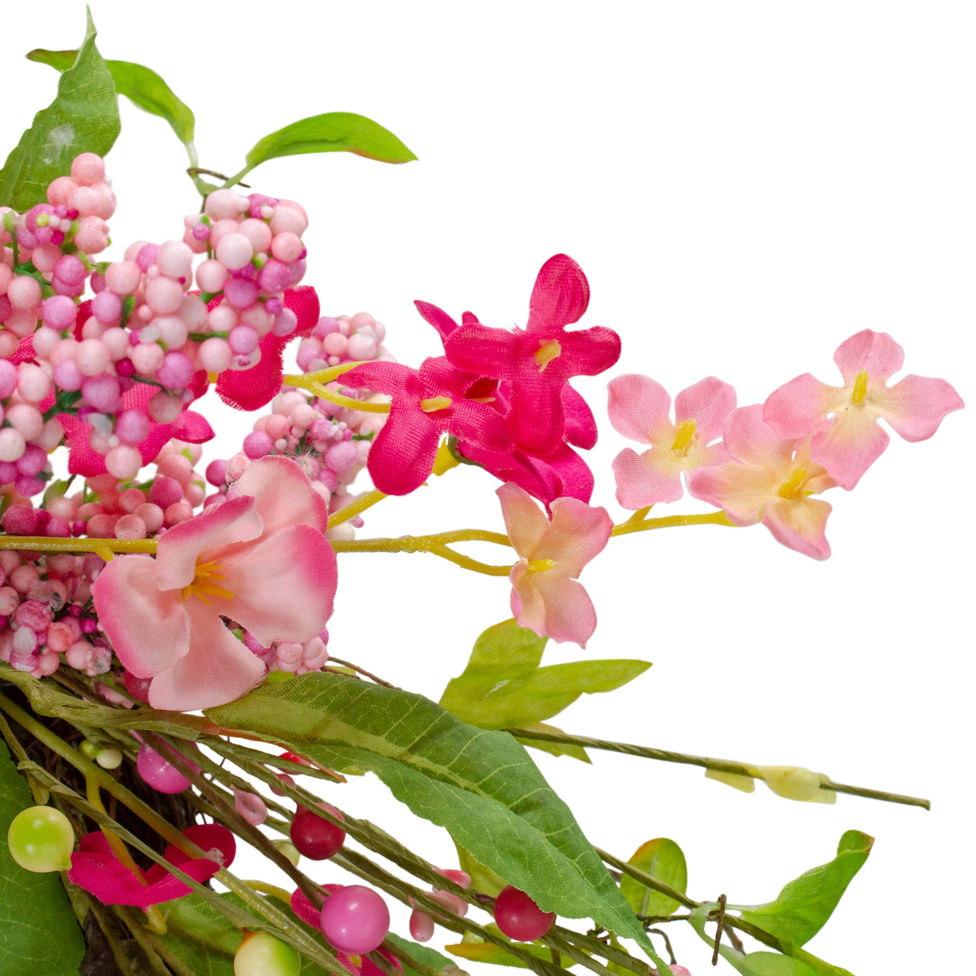 18&#x22; Pink Geranium &#x26; Berry Artificial Spring Floral Wreath