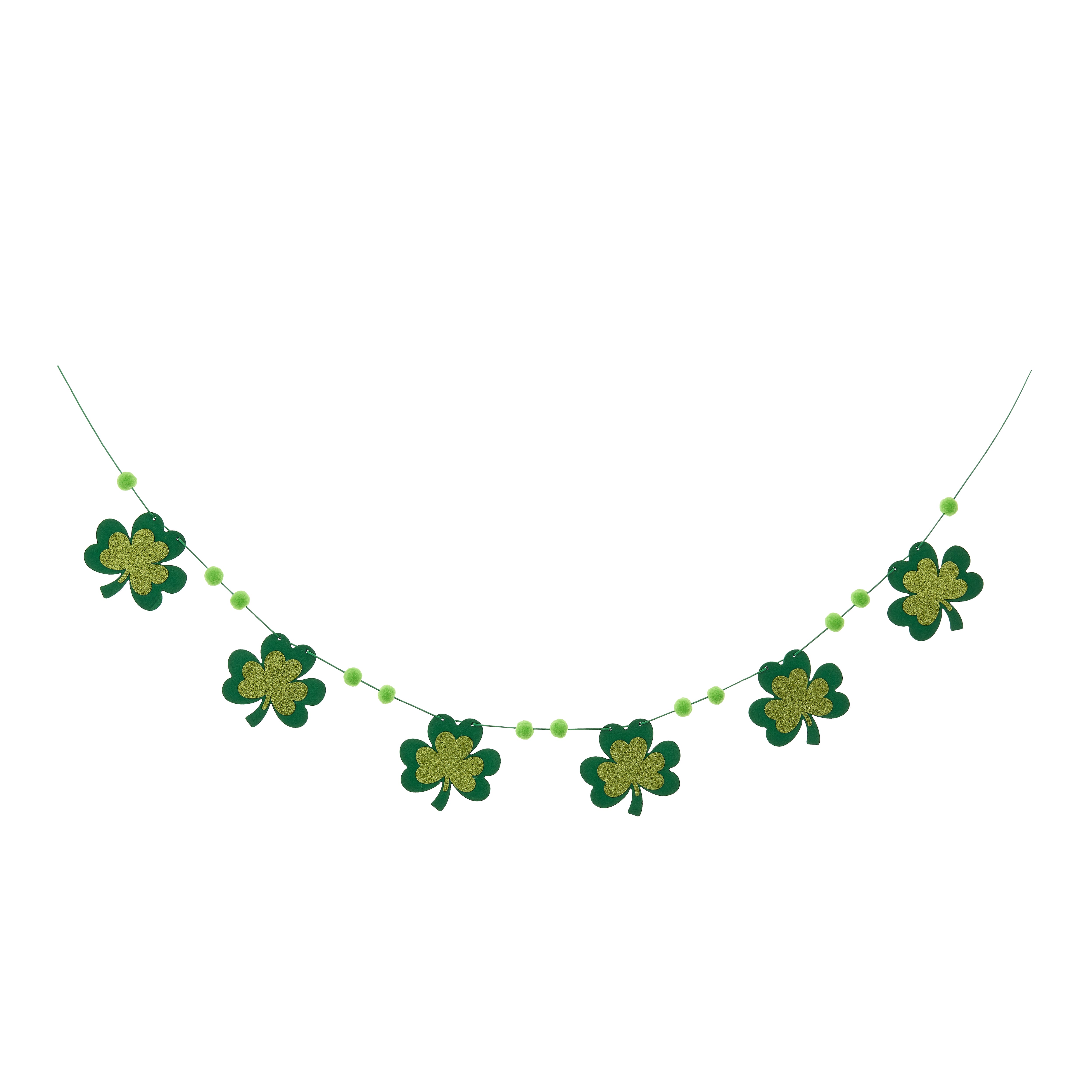 6ft. St. Patrick&#x27;s Day Shamrock &#x26; Pom Pom Garland by Celebrate It&#x2122;