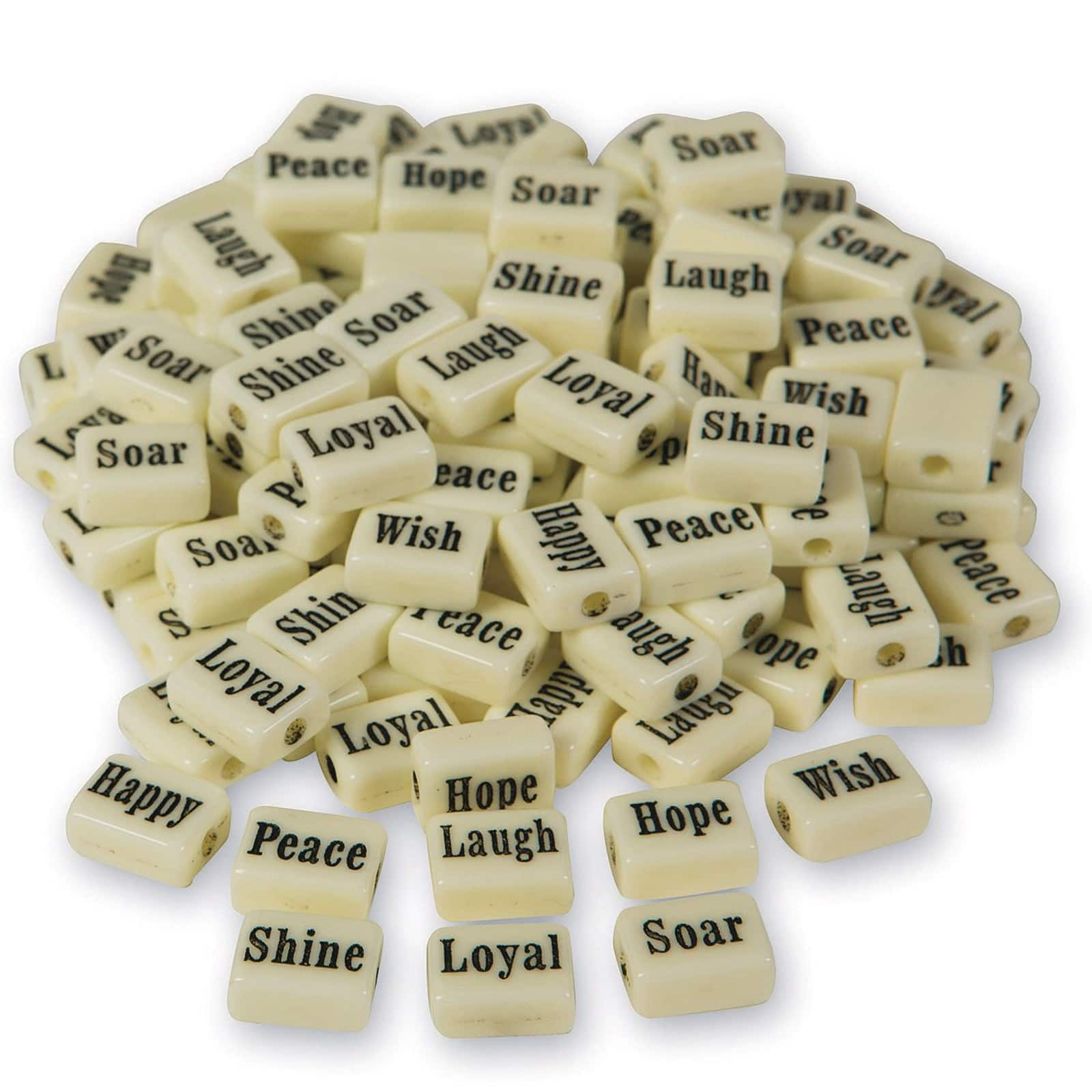 S&#x26;S&#xAE; Worldwide White Inspiring Word Plastic Beads, 13mm