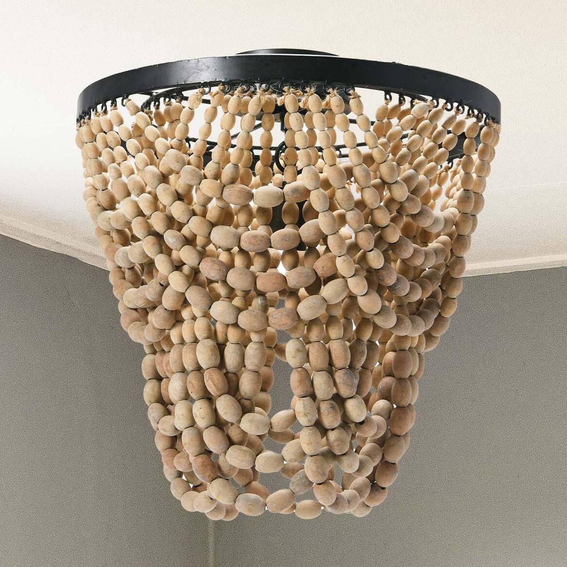 Hello Honey&#xAE; 2-Tier Draped Wood Bead Semi-Flush Mount Ceiling Light